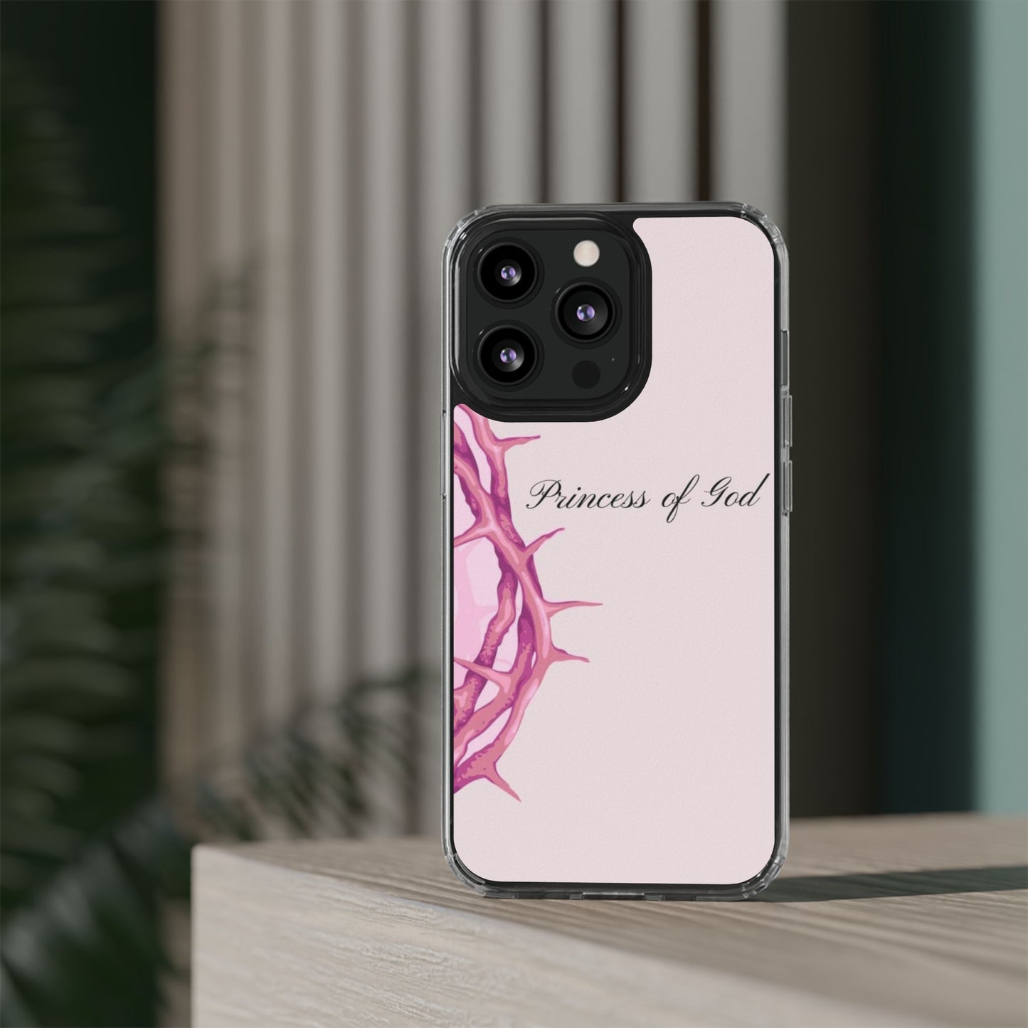 Phone Case — "Princess of God" Pink Crown of Thorns Clear Impact-Resistant Case