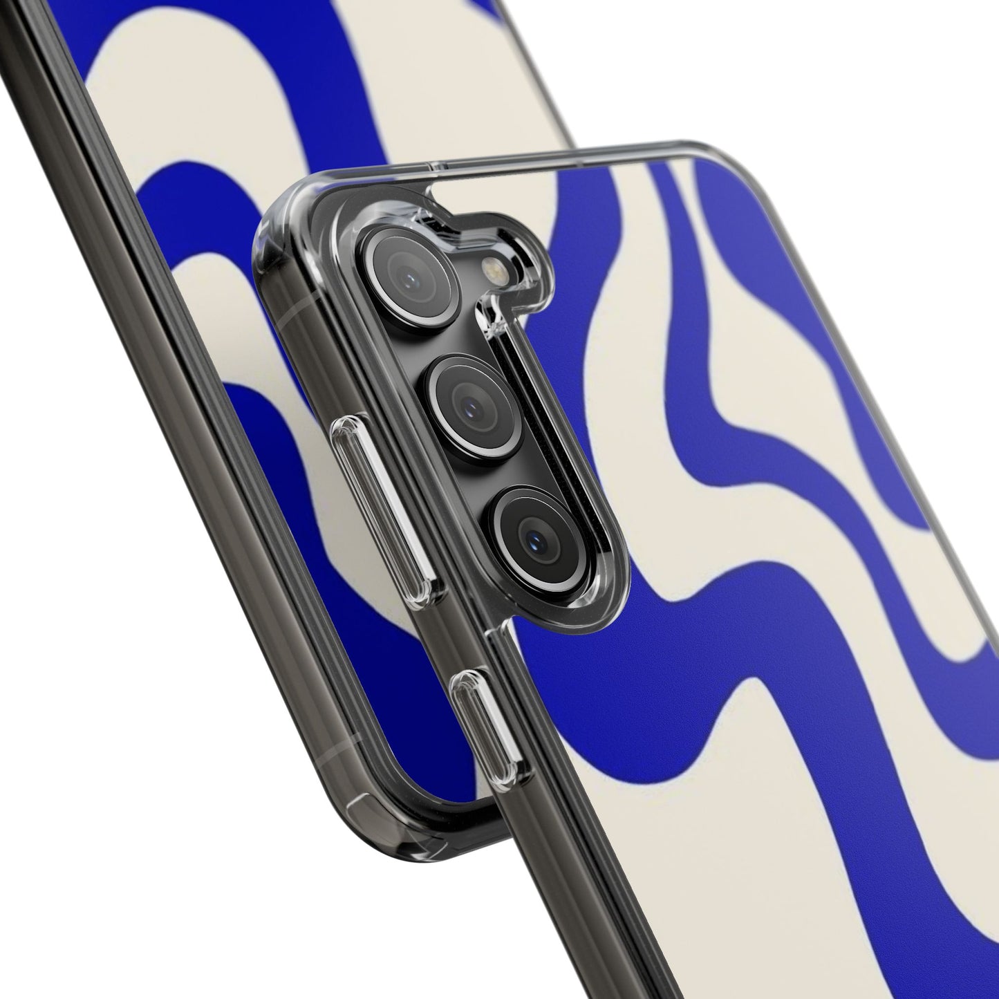 Clear Impact-Resistant Case — Blue Abstract Wavy Pattern