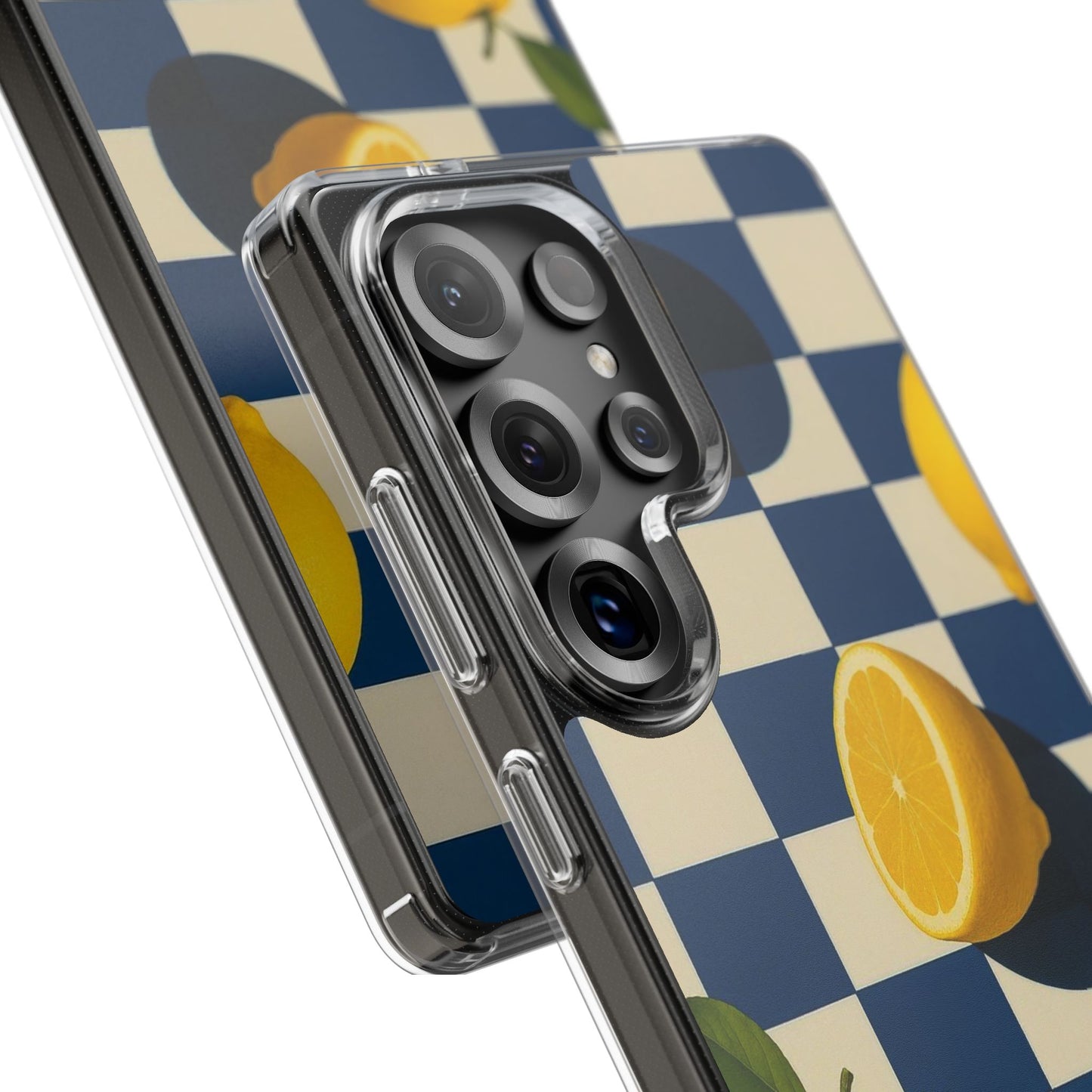 Clear Impact-Resistant Case — Retro Checkered Lemons Phone Case