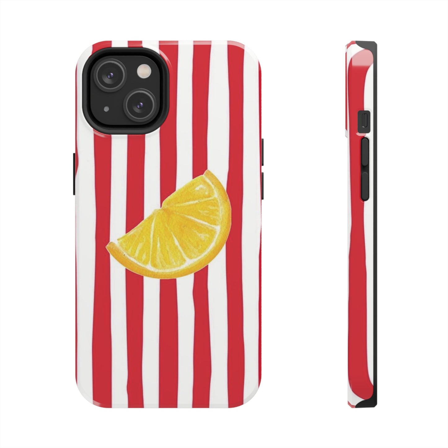 Lemon Slice Red & White Stripe Tough Phone Case