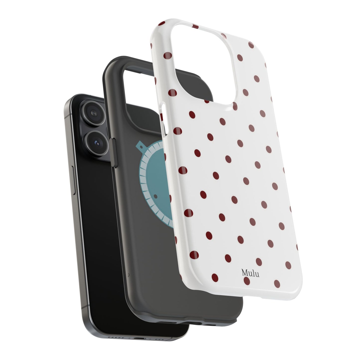 Polka Dot Magnetic Impact-Resistant Phone Case — Red Dots on White