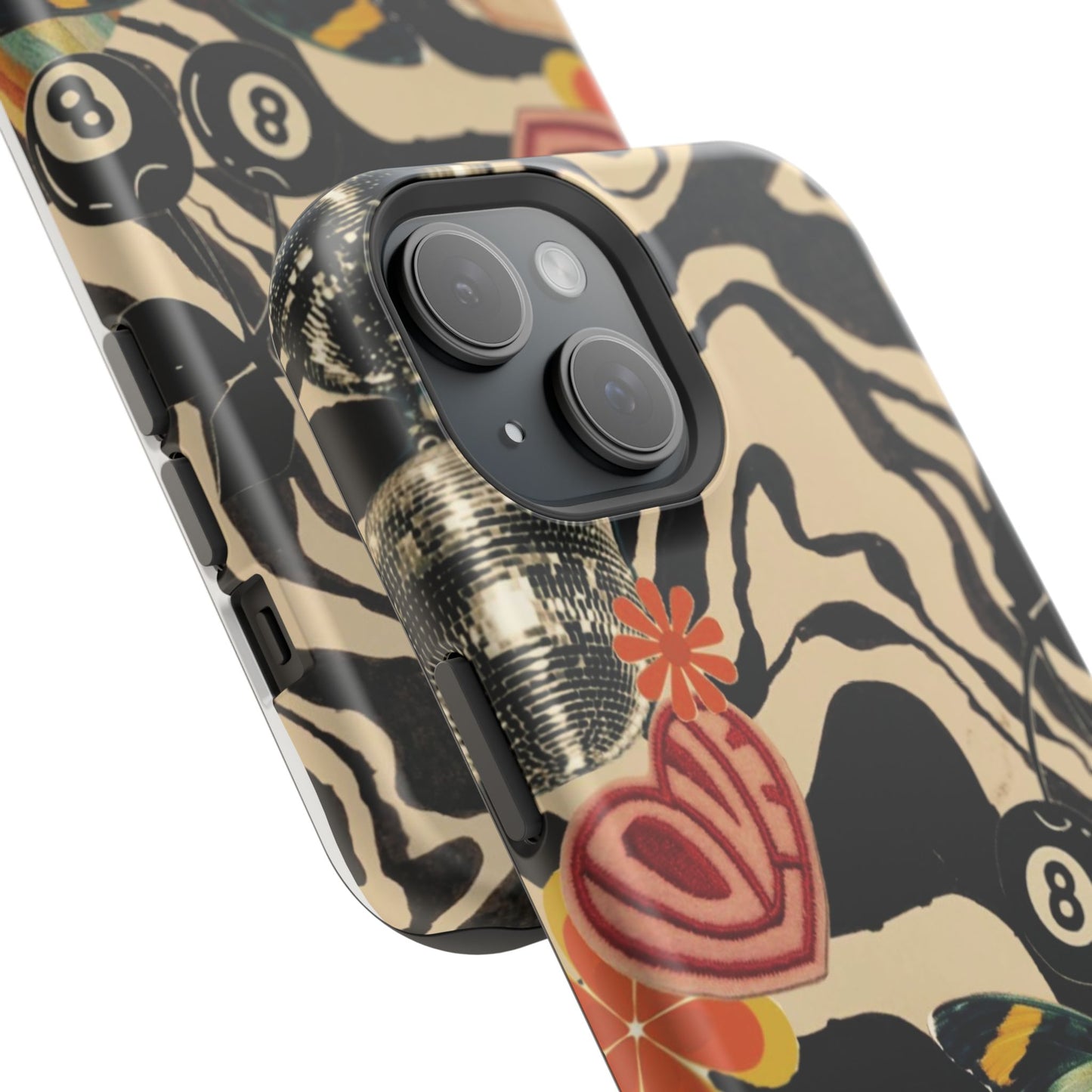 Phone Case — Retro Collage Magnetic Impact-Resistant Case with Butterfly & Zebra Print