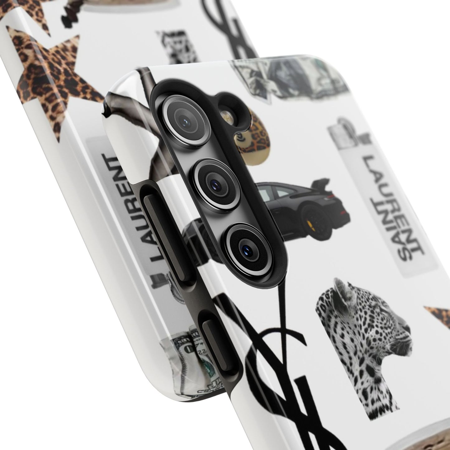 Tough Phone Case — Luxe Fashion Collage with Leopard, Martini & Kiss Print