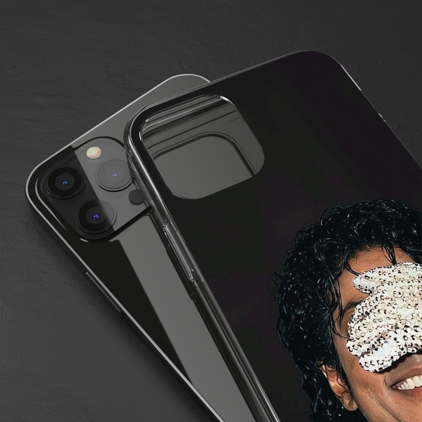 Michael Jackson Smiling Portrait Clear Phone Case — Retro Pop Icon Design