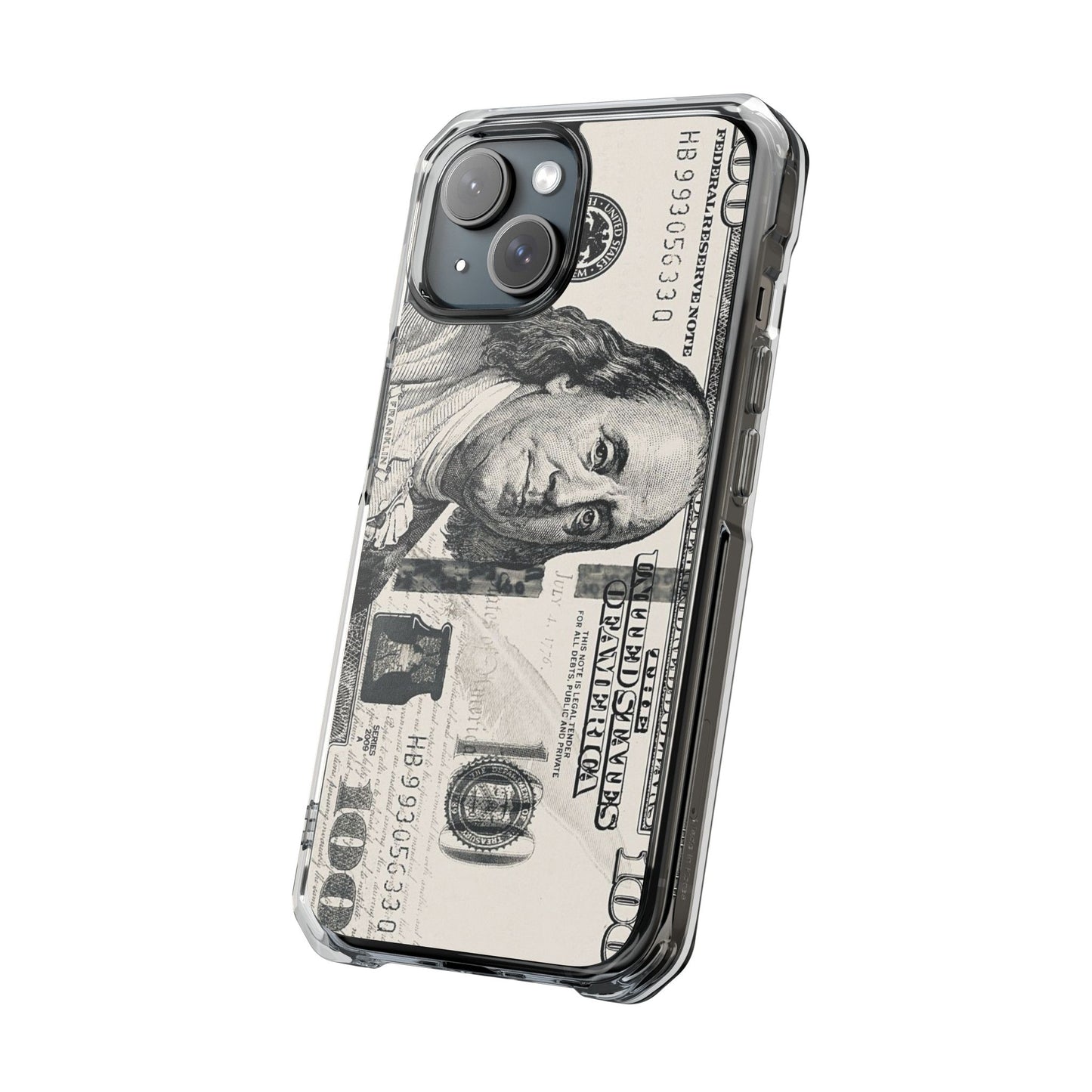Clear Magnetic Phone Case — Hundred Dollar Bill Design