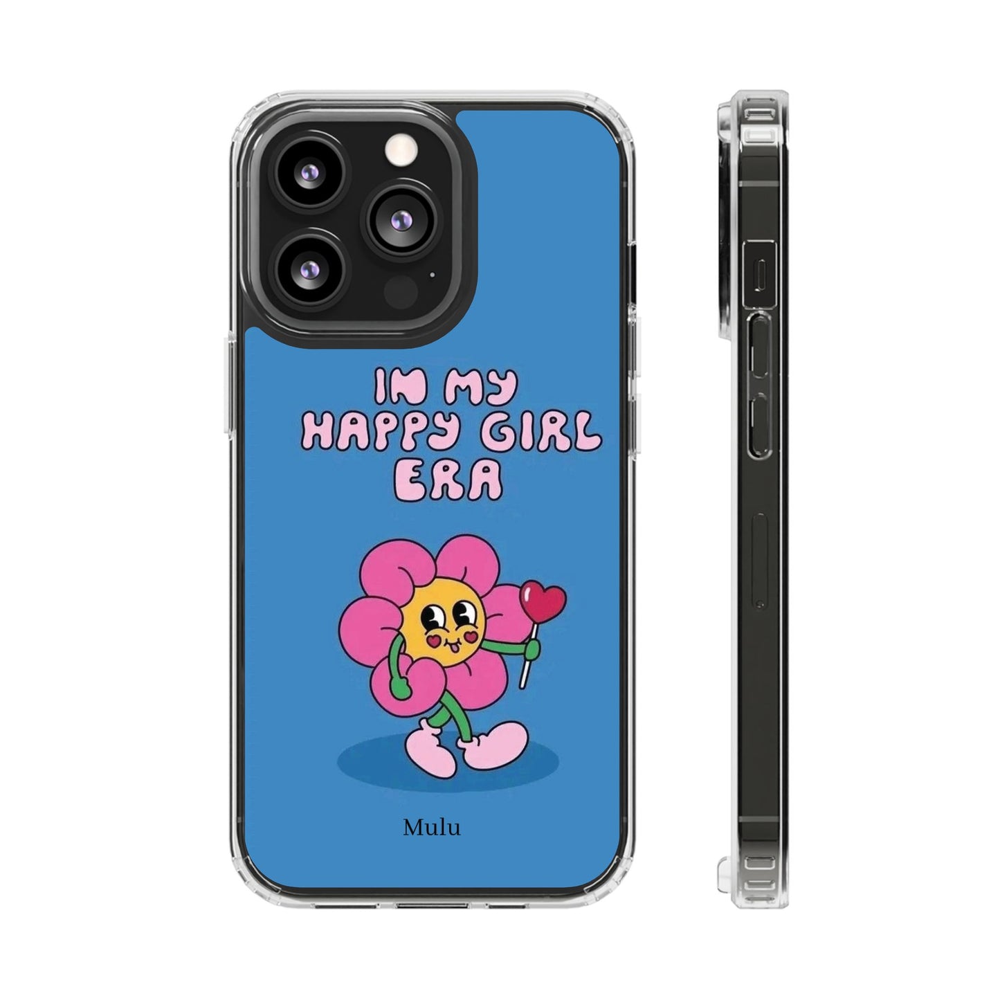 Clear Impact-Resistant Phone Case — “I’m My Happy Girl Era” Cute Flower Design