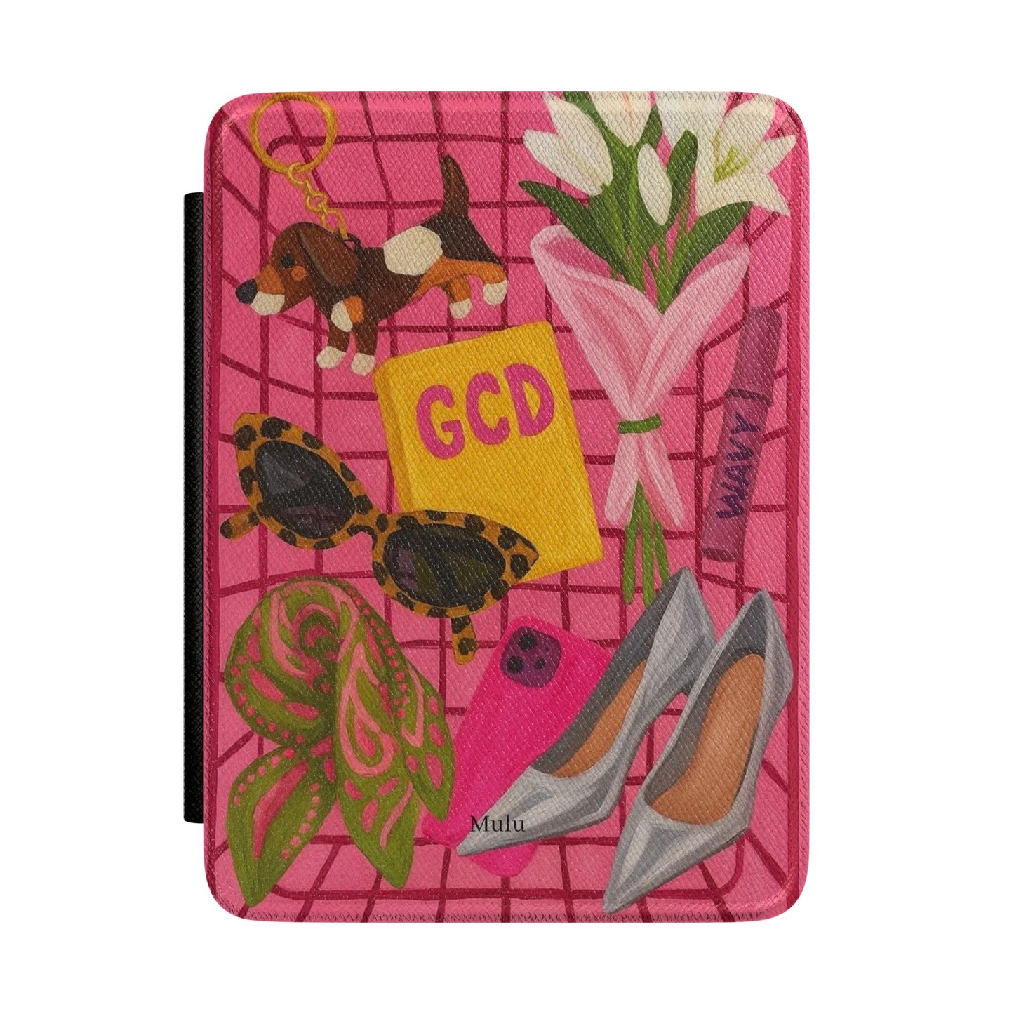 Kindle Case — Pink Fashion Collage Cover with Shoes, Flowers & GCD Notebook