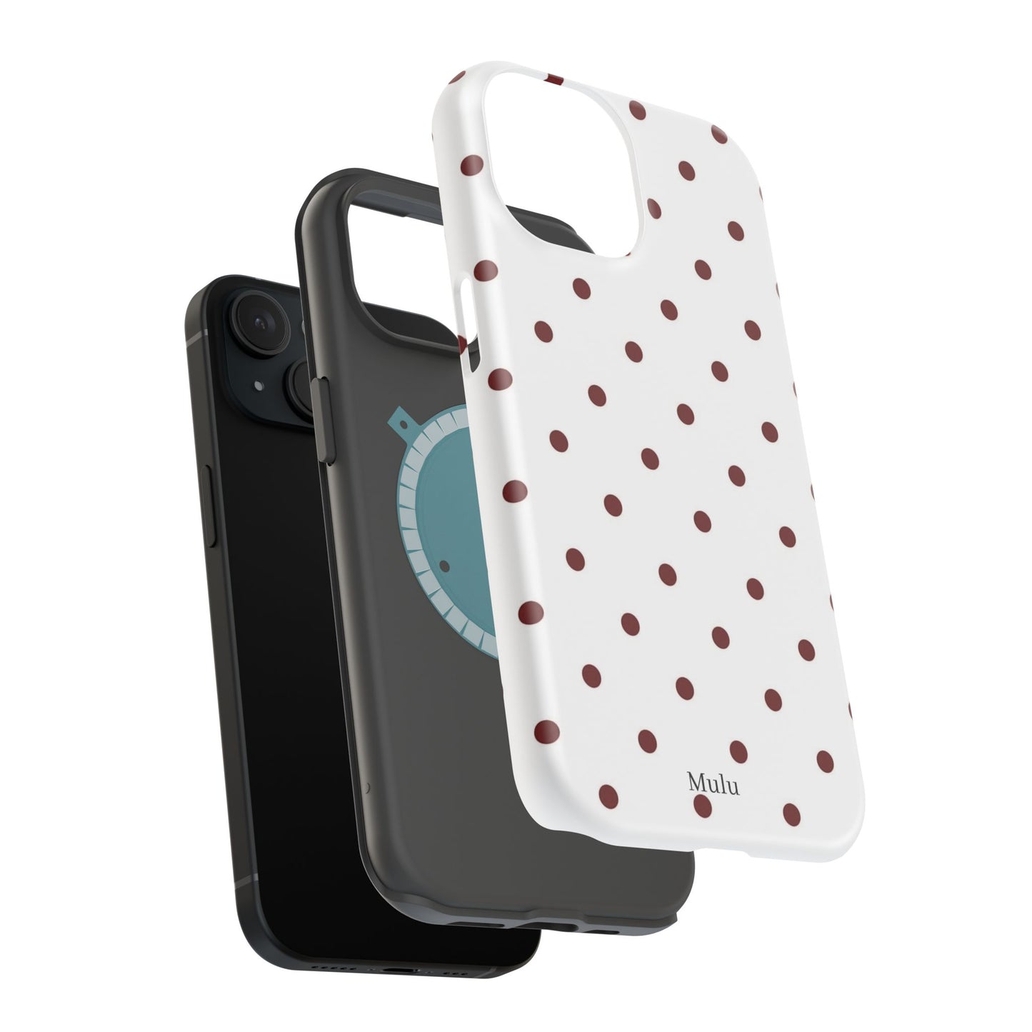 Polka Dot Magnetic Impact-Resistant Phone Case — Red Dots on White