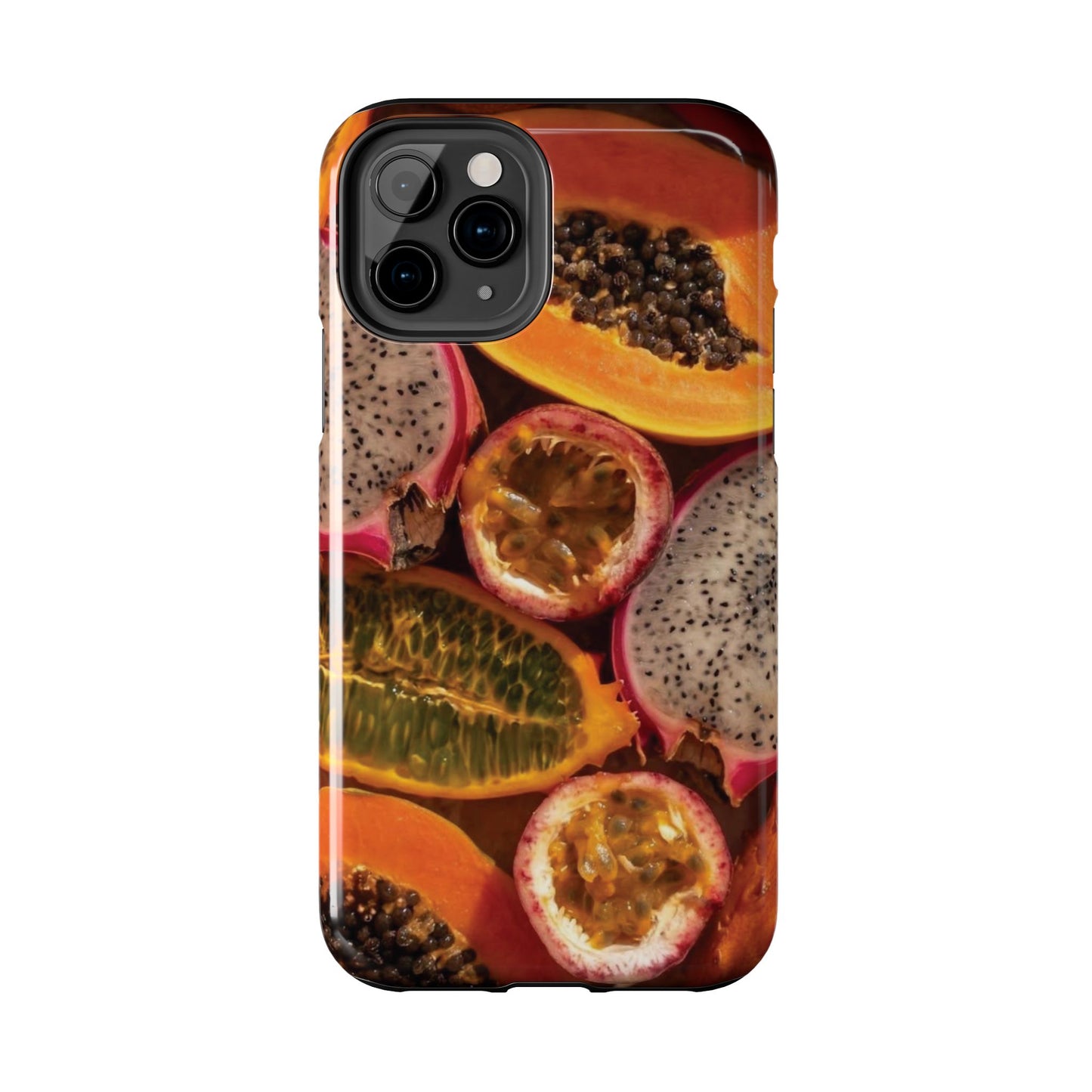 Tropical Fruit Tough Phone Case — Papaya & Dragon Fruit Design