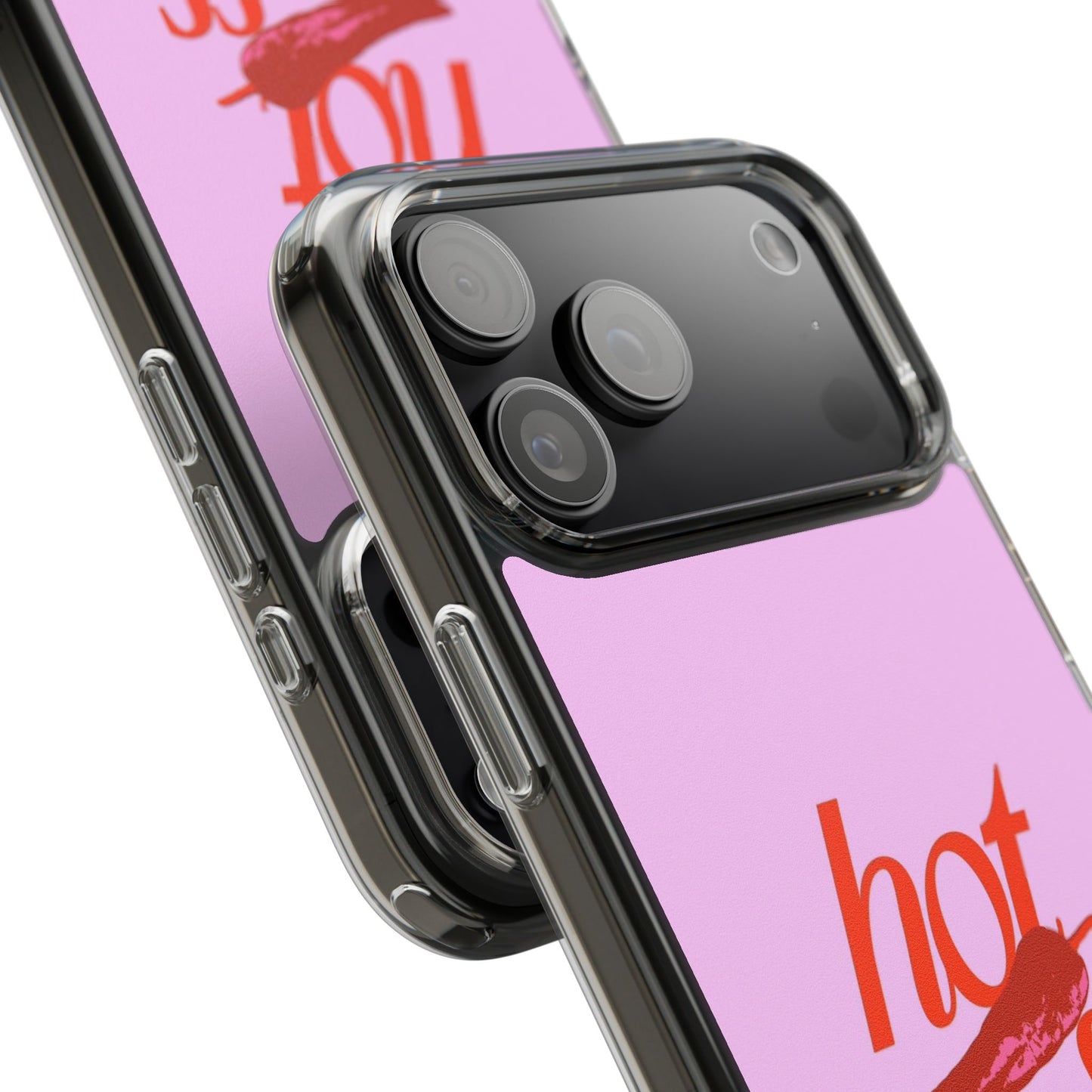 Hot Stuff Clear Impact Phone Case — Pink Retro Typography iPhone Cover