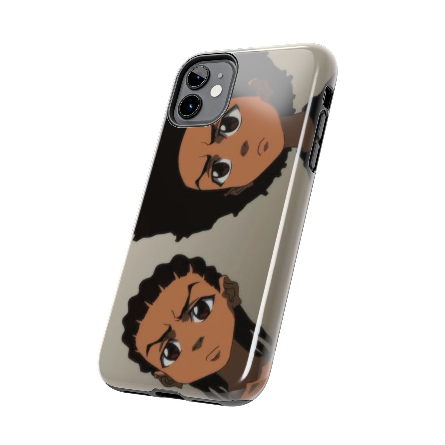 Tough Phone Case — Afro Anime Duo Face Design, Protective Shockproof Cover