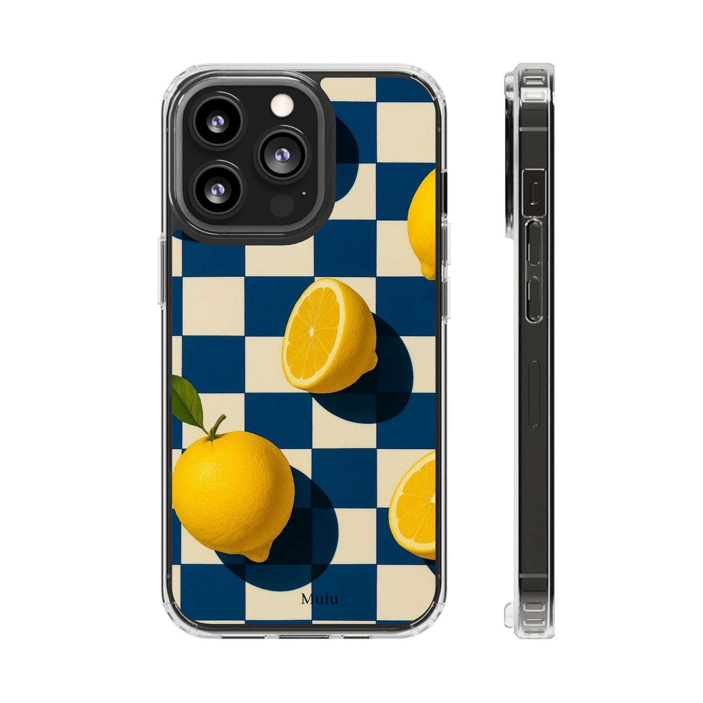 Clear Impact-Resistant Case — Retro Checkered Lemons Phone Case