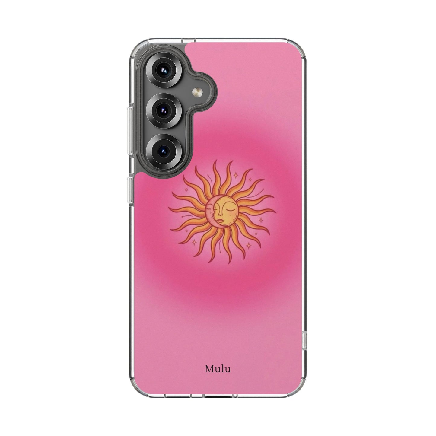 Pink Sun Phone Case — Radiant Sunburst Impact-Resistant Clear Case