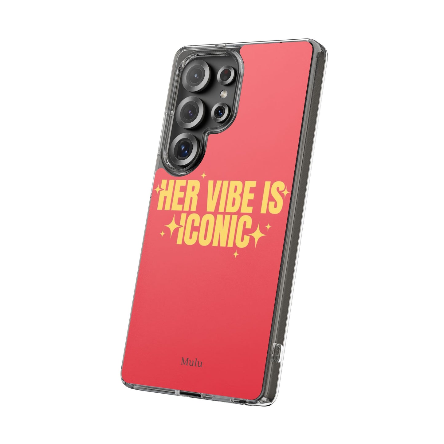 Clear Impact-Resistant Phone Case — "Her Vibe Is Iconic" Red Protective Cover