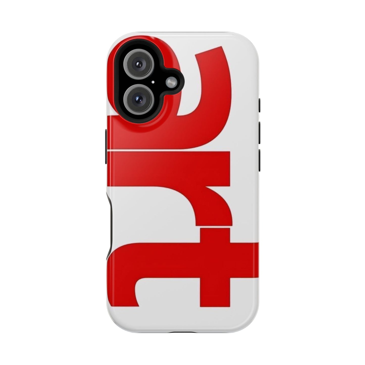 Magnetic Impact-Resistant Phone Case — Bold Red Typographic Design