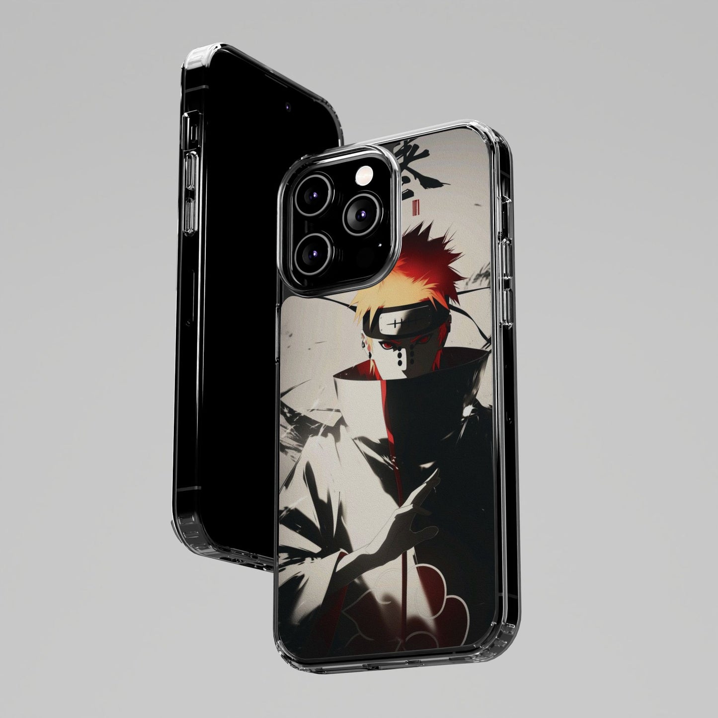 Clear Impact-Resistant Phone Case — Anime Akatsuki Shadow Design