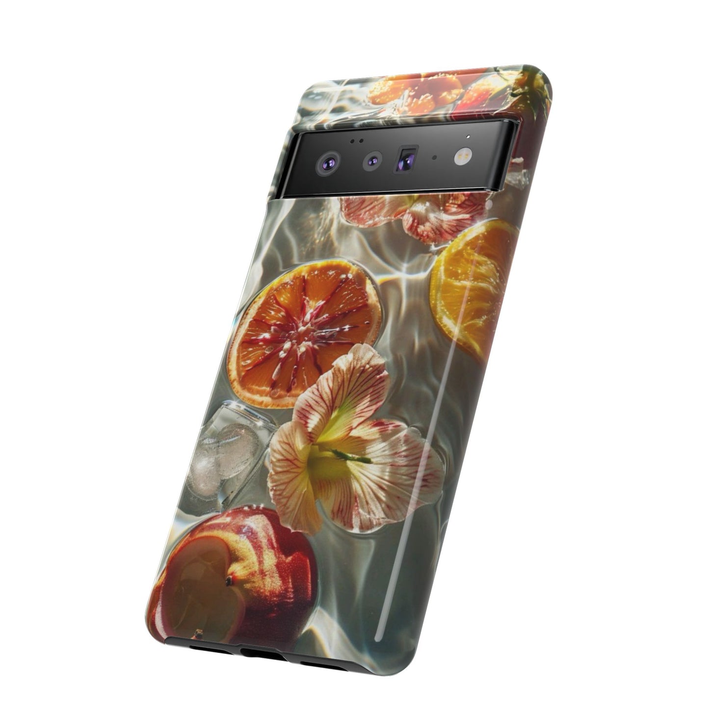 Citrus & Hibiscus Protective Phone Case – Summer Fruit Water Print Tough Case