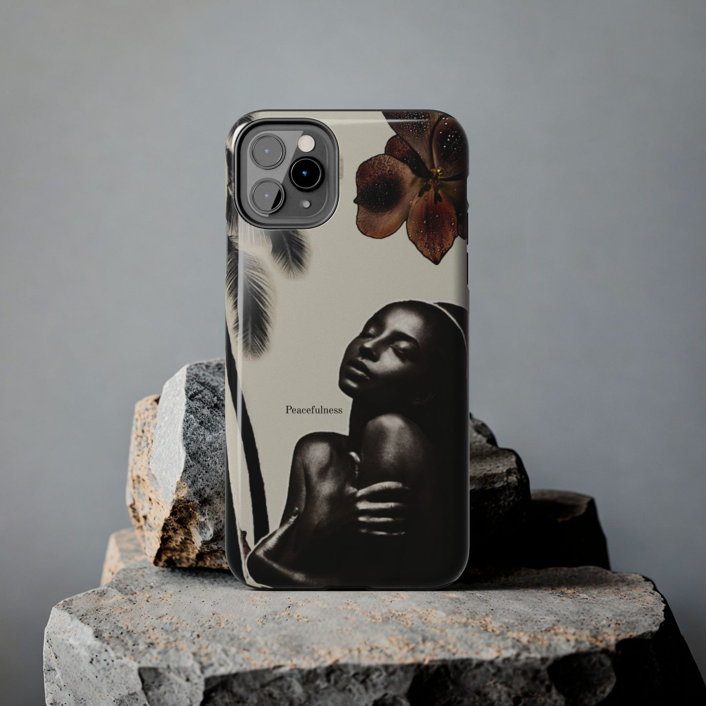 Tough Phone Case — "Peacefulness" Artistic Black Woman Floral Design