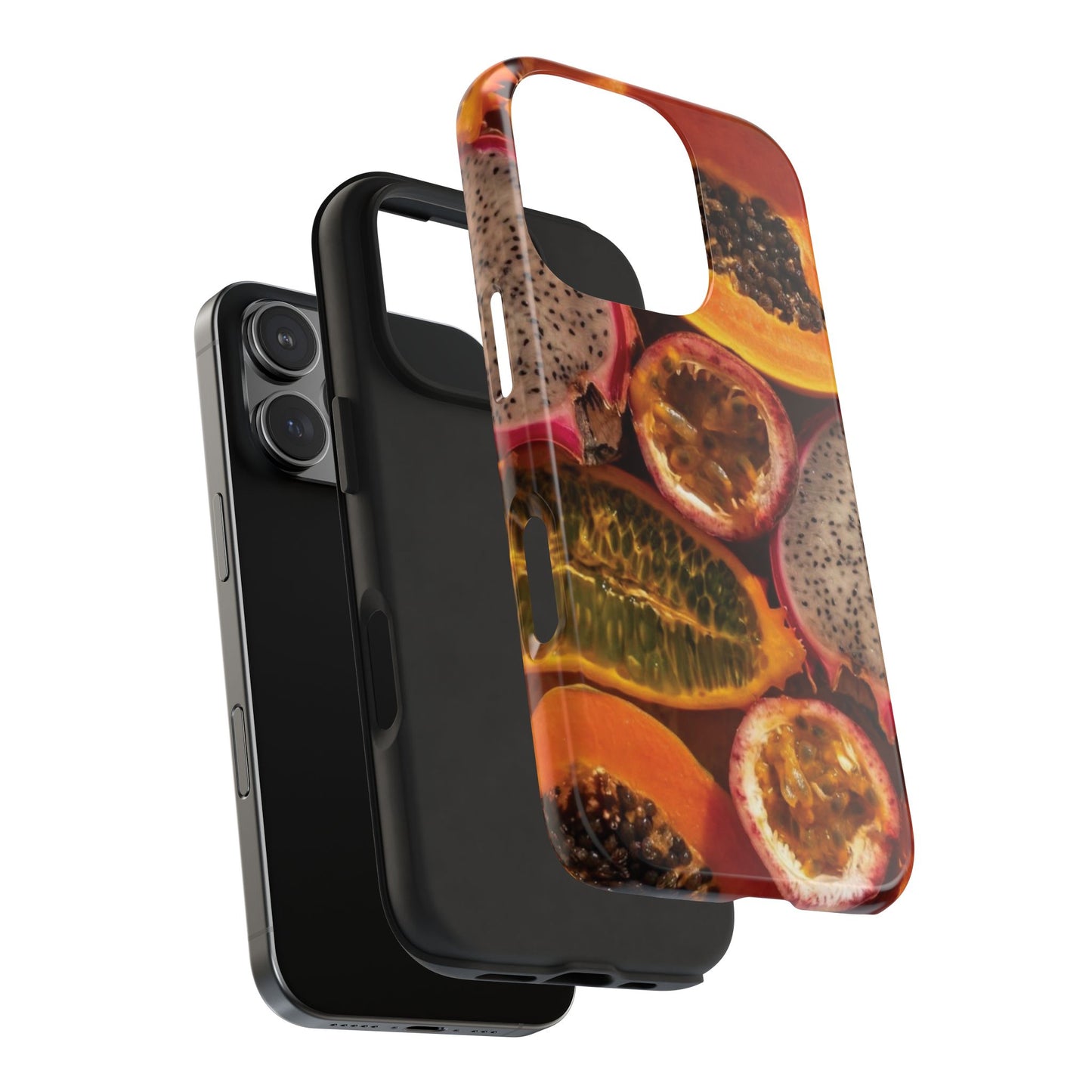 Tropical Fruit Tough Phone Case — Papaya & Dragon Fruit Design