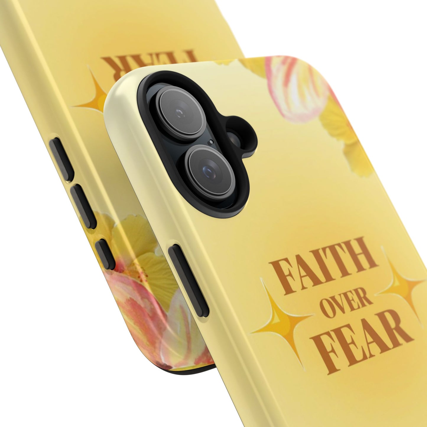 Faith Over Fear Tough Phone Case — Floral Yellow Protective Cover