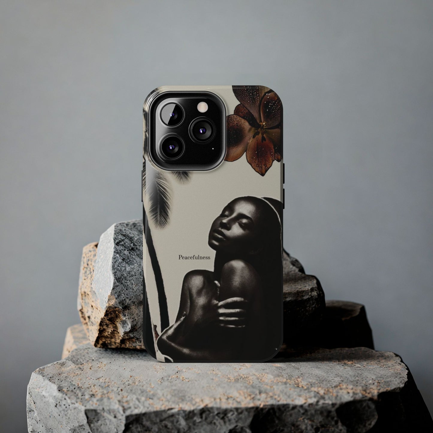Tough Phone Case — "Peacefulness" Artistic Black Woman Floral Design
