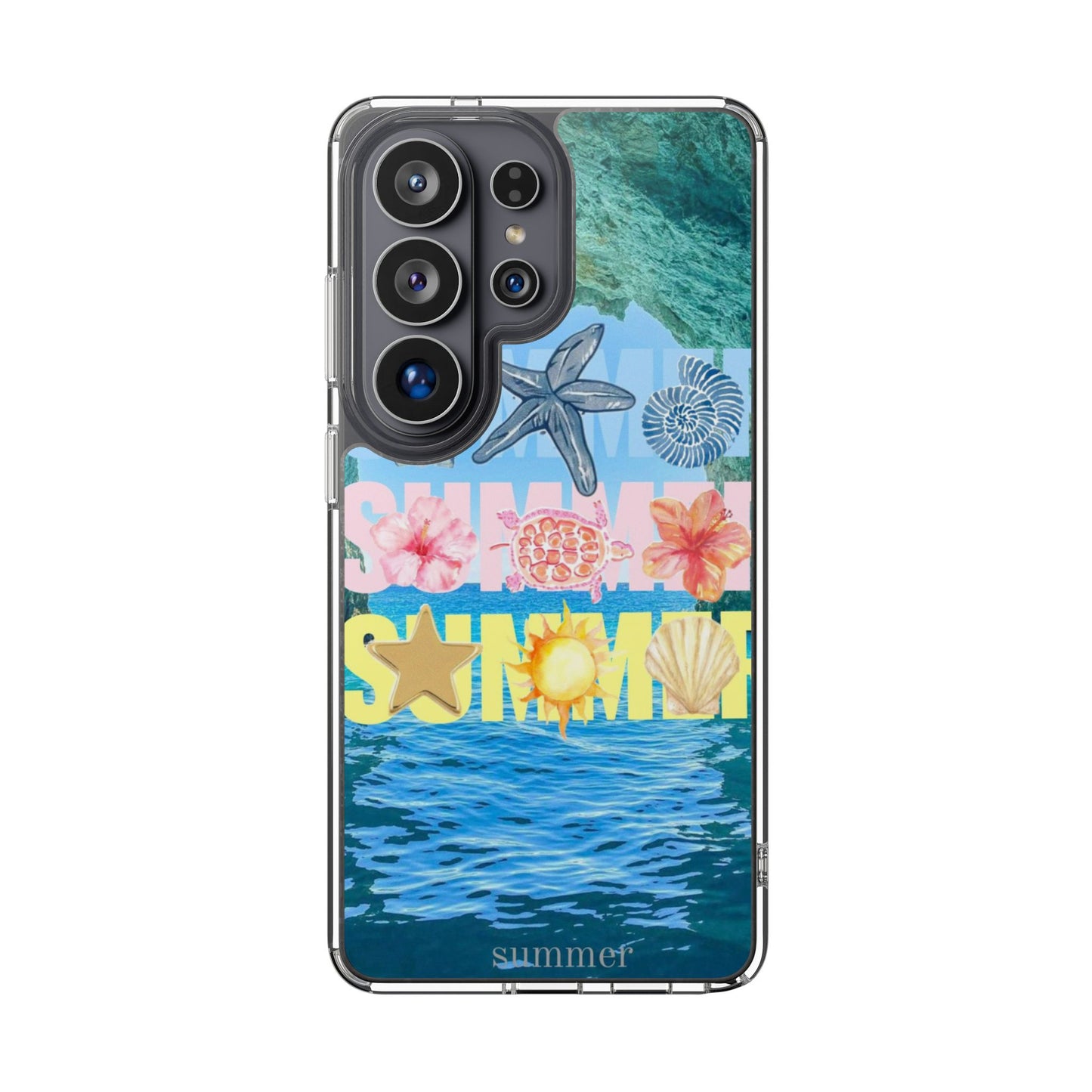 Clear Summer Beach Phone Case — Impact‑Resistant Tropical Design