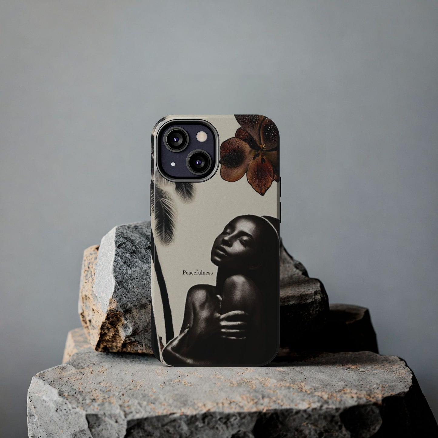 Tough Phone Case — "Peacefulness" Artistic Black Woman Floral Design
