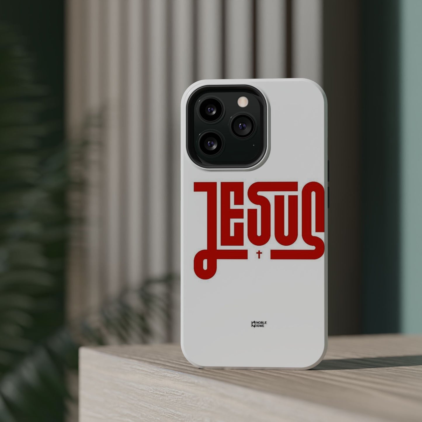 Jesus Magnetic Impact‑Resistant Phone Case — Bold Red Script Christian iPhone Cover