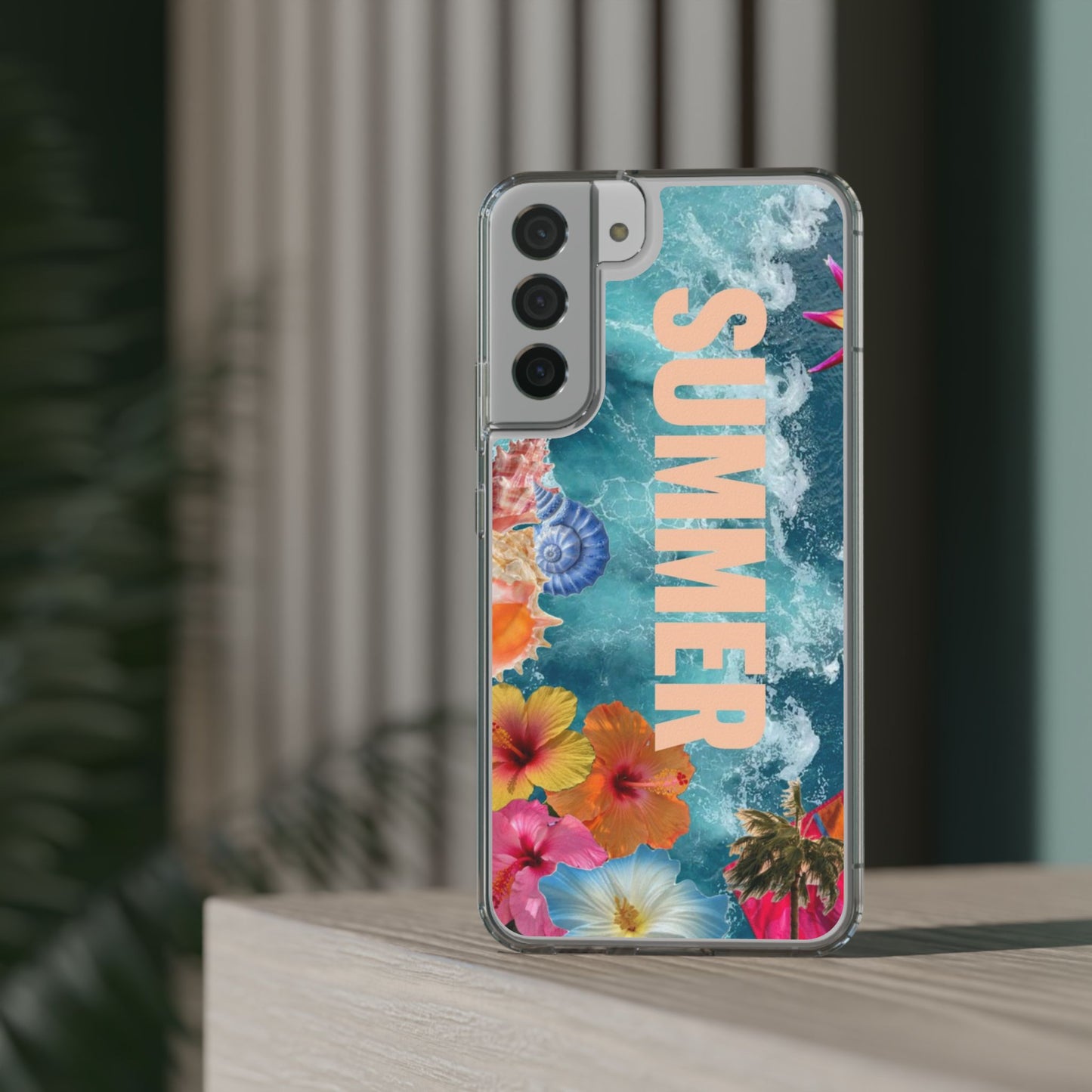 Summer Floral Clear Impact Phone Case — "SUMMER" Tropical Hibiscus Design