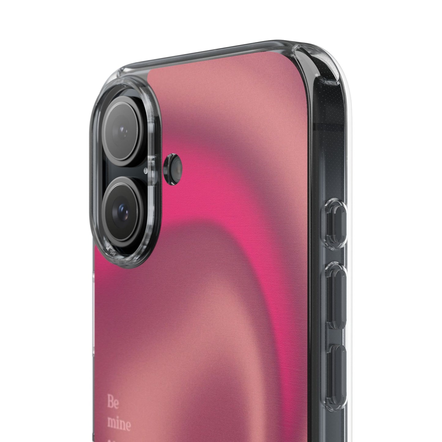 Clear Impact Phone Case — Pink Satin Swirl "Be mine" Design