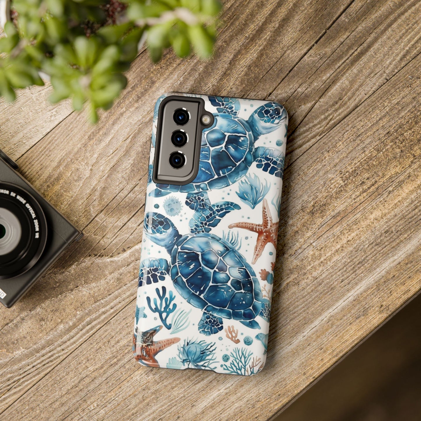 Sea Turtle Tough Phone Case — Blue Ocean Marine Life Protective Cover