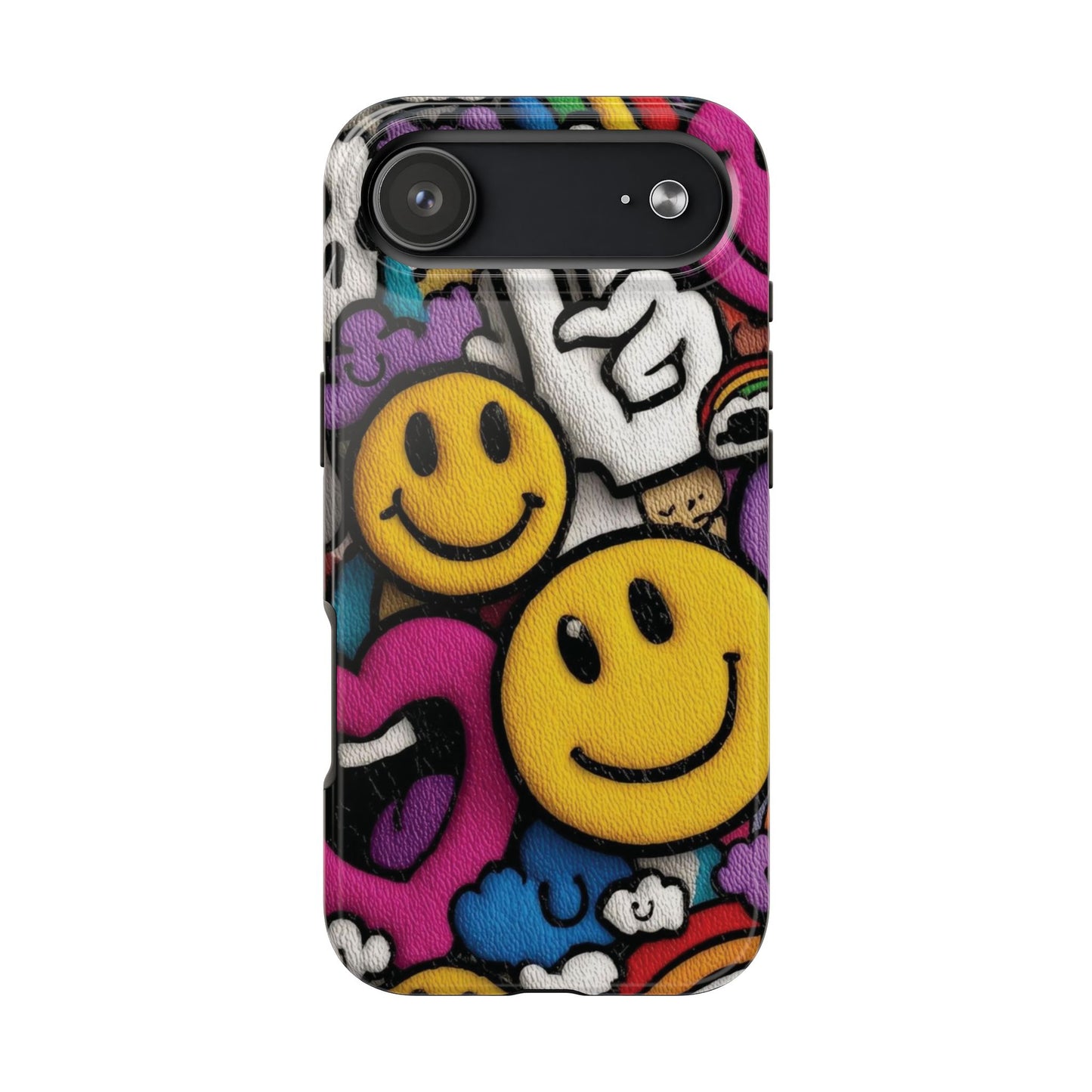 Smiley Graffiti Tough Phone Case – Colorful Urban Art Protection