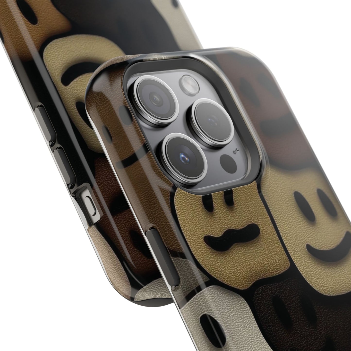 Magnetic Impact-Resistant Case — Brown Smiley Tile Phone Cover