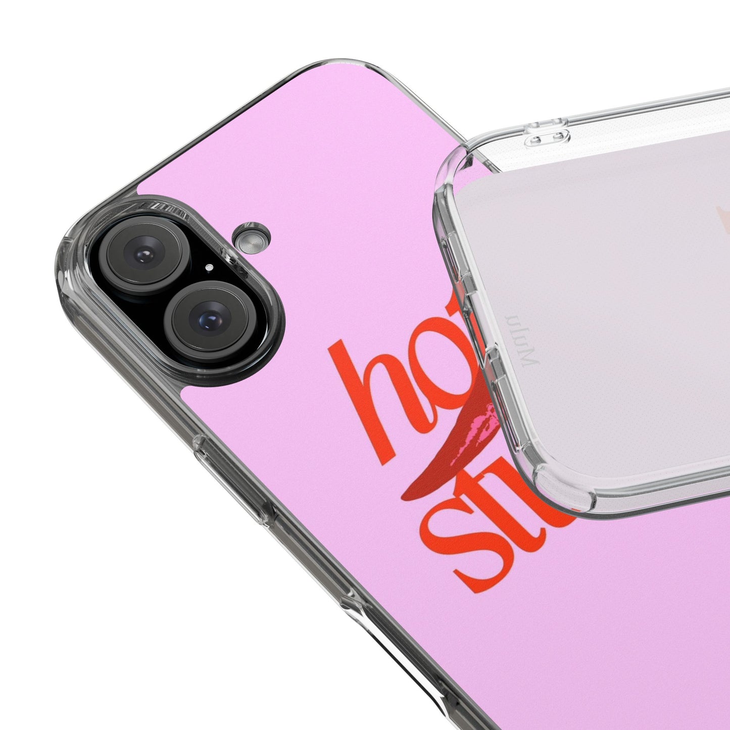 Hot Stuff Clear Impact Phone Case — Pink Retro Typography iPhone Cover