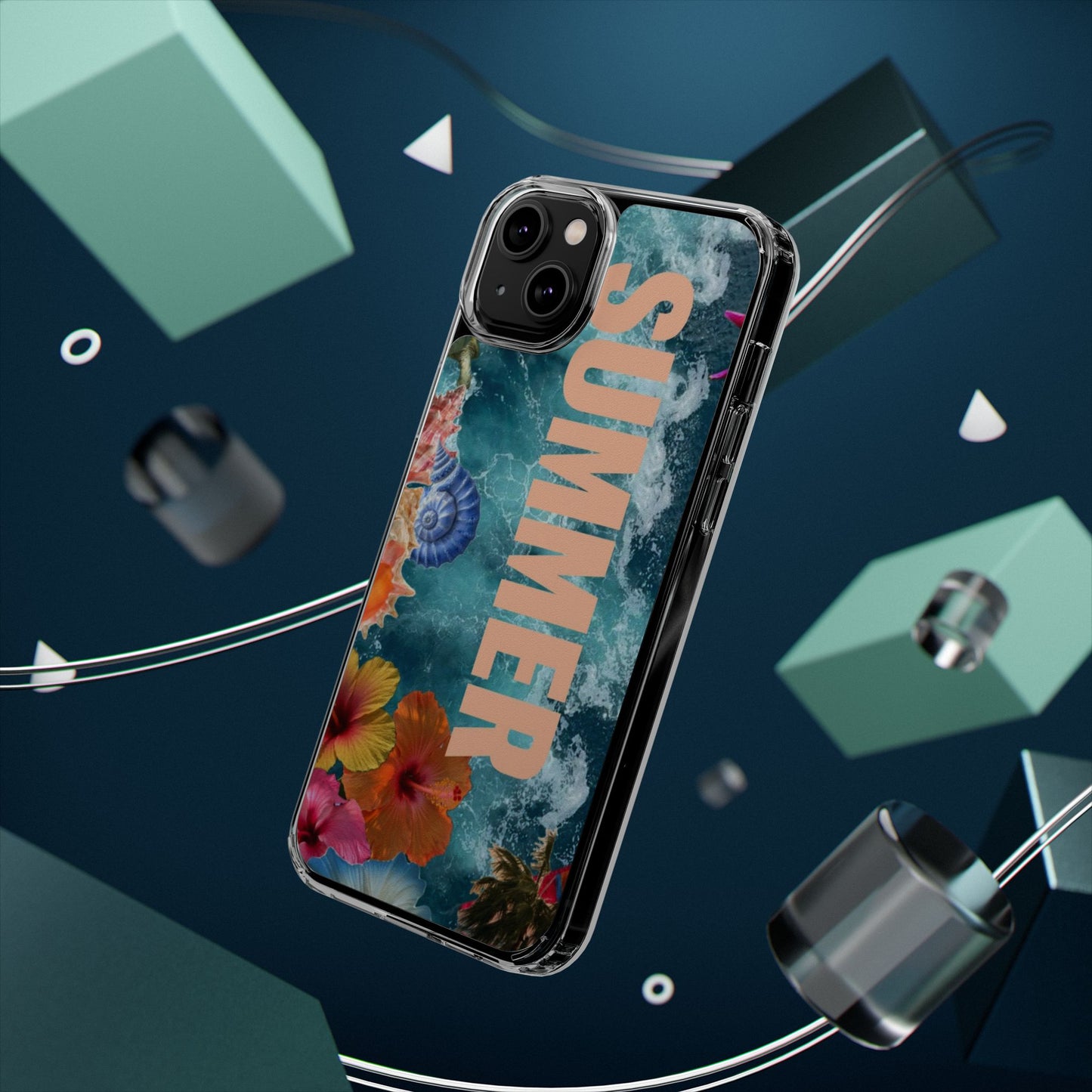 Summer Floral Clear Impact Phone Case — "SUMMER" Tropical Hibiscus Design