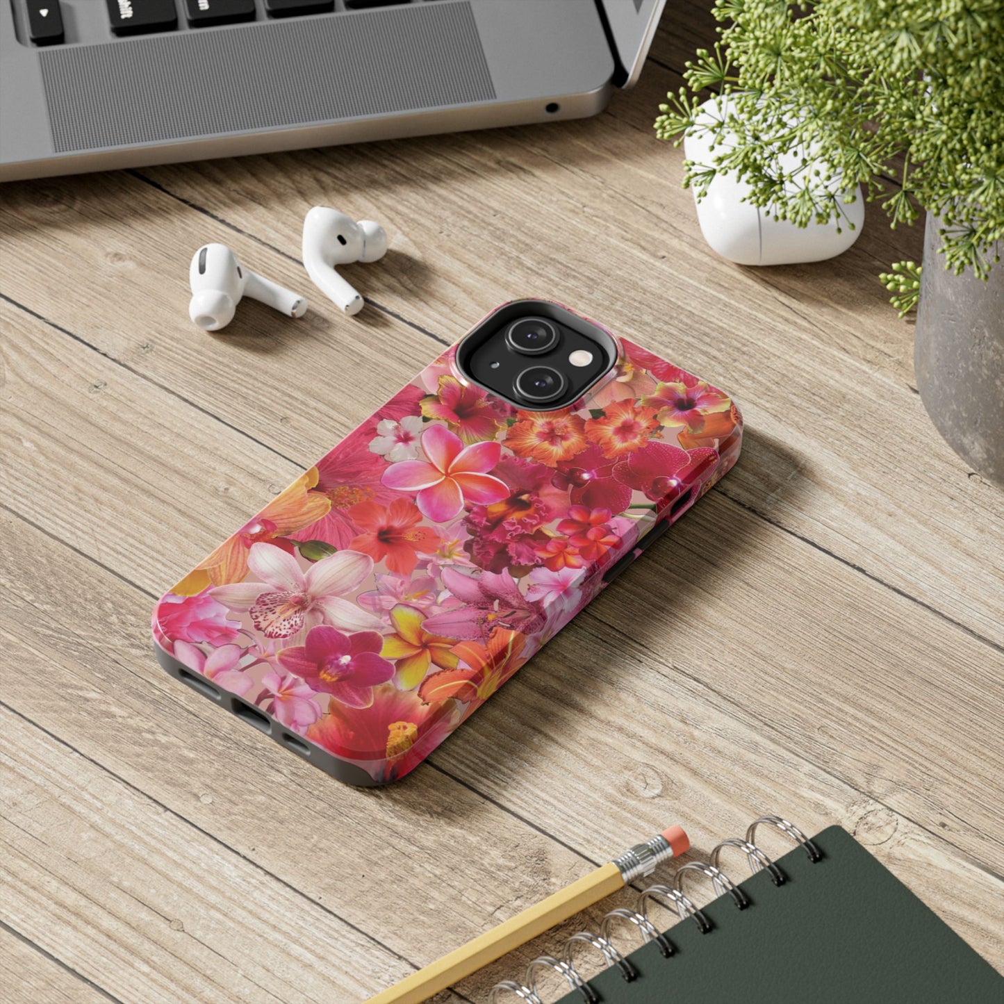 Tough Phone Case — Pink Tropical Floral Orchids Phone Cover