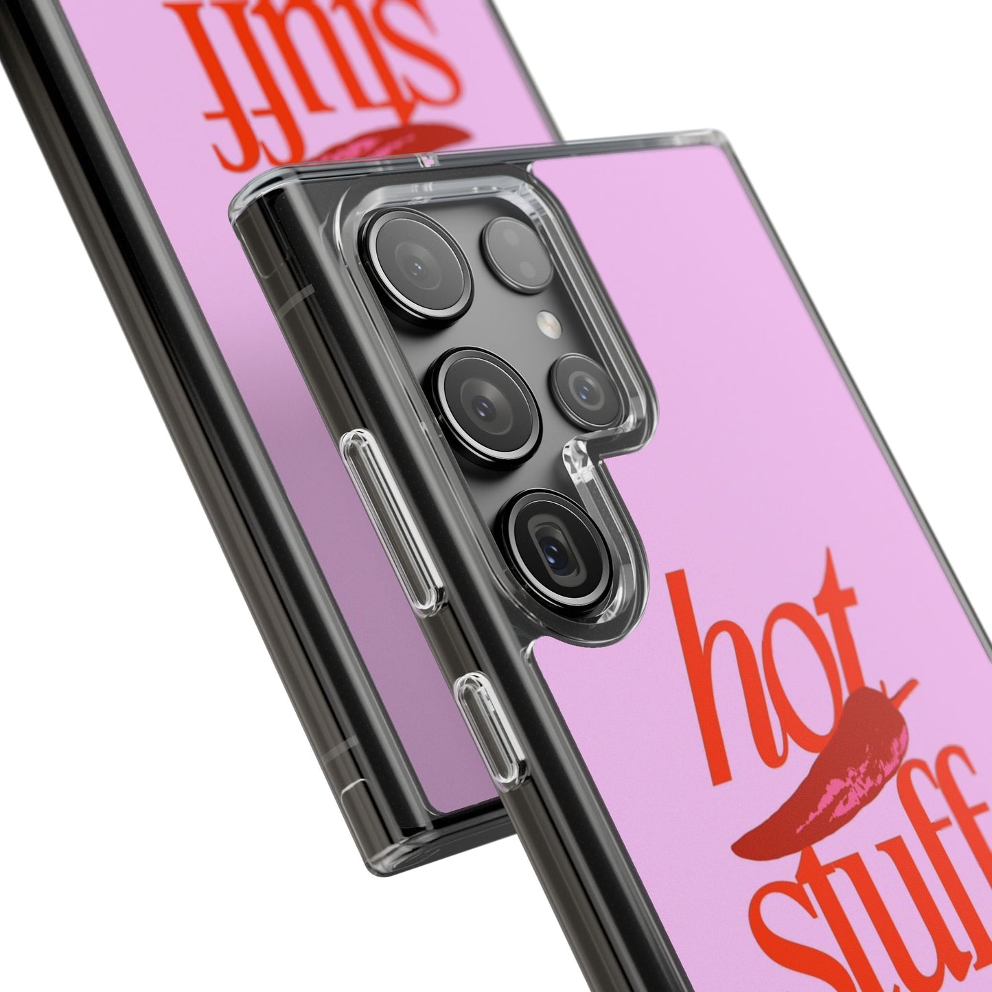 Hot Stuff Clear Impact Phone Case — Pink Retro Typography iPhone Cover