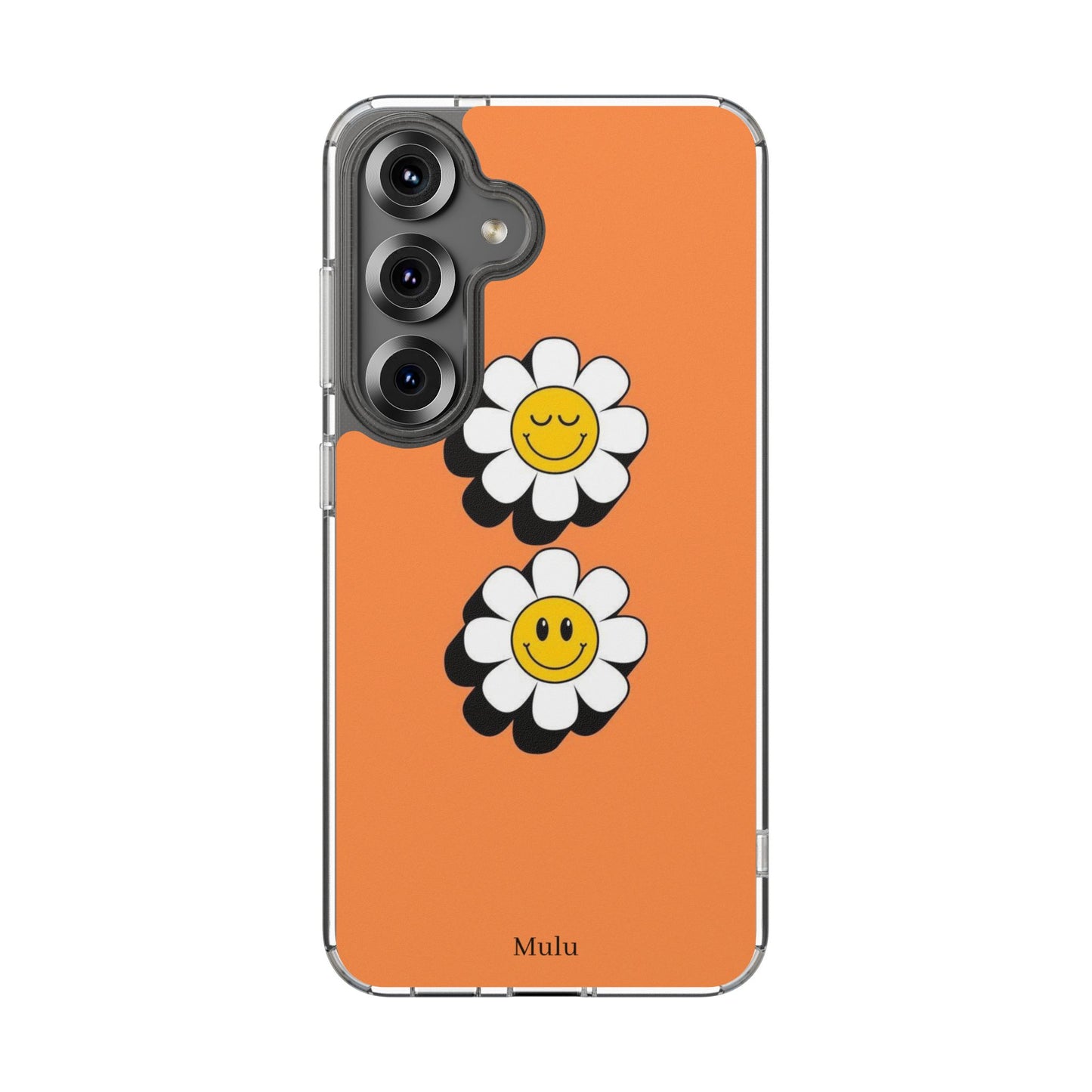 Phone Case — Orange Smiley Daisy Clear Impact‑Resistant Case