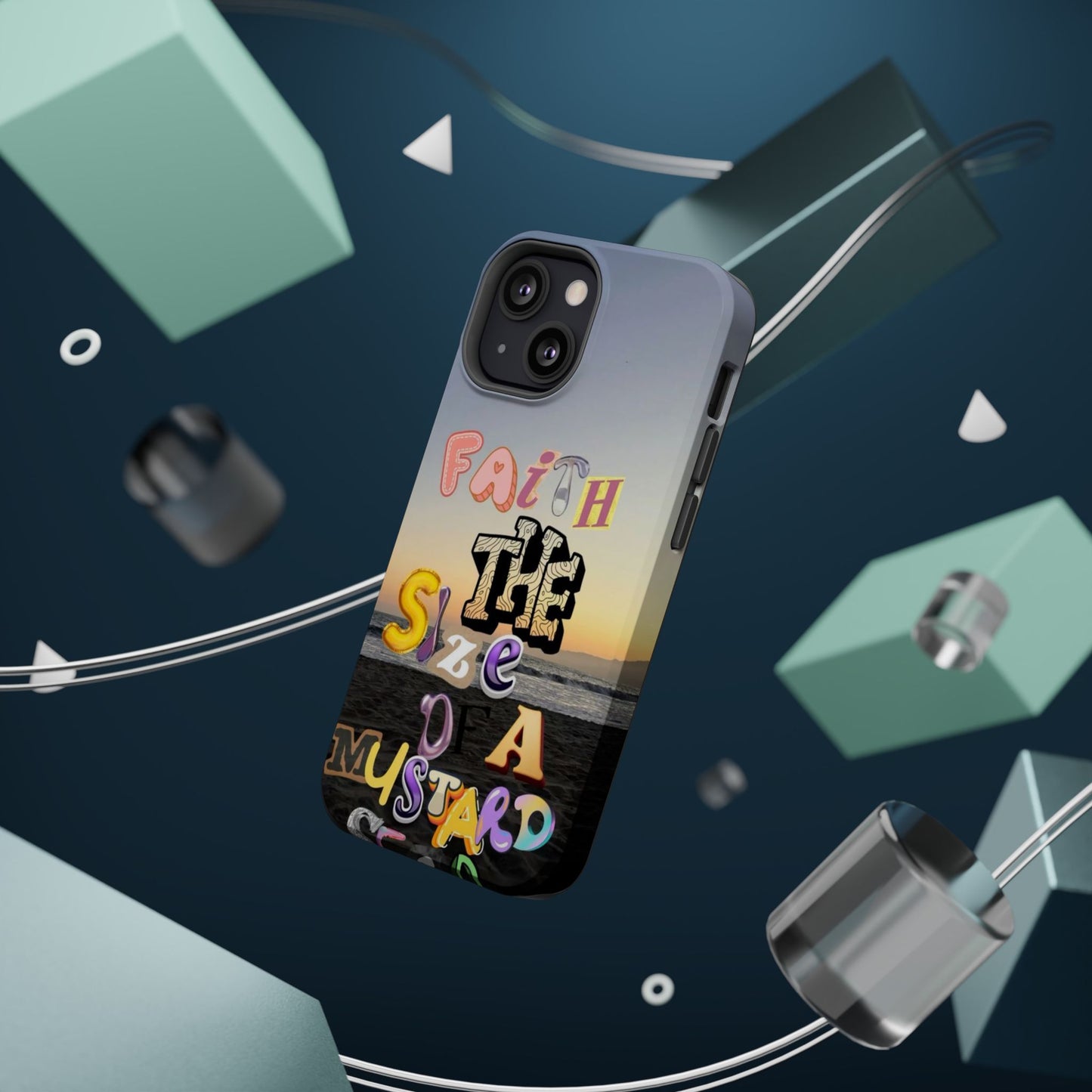 Magnetic Impact-Resistant Phone Case — "Faith the Size of a Mustard Seed" Sunset Design