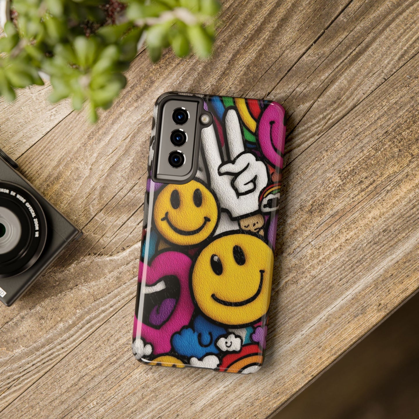 Smiley Graffiti Tough Phone Case – Colorful Urban Art Protection