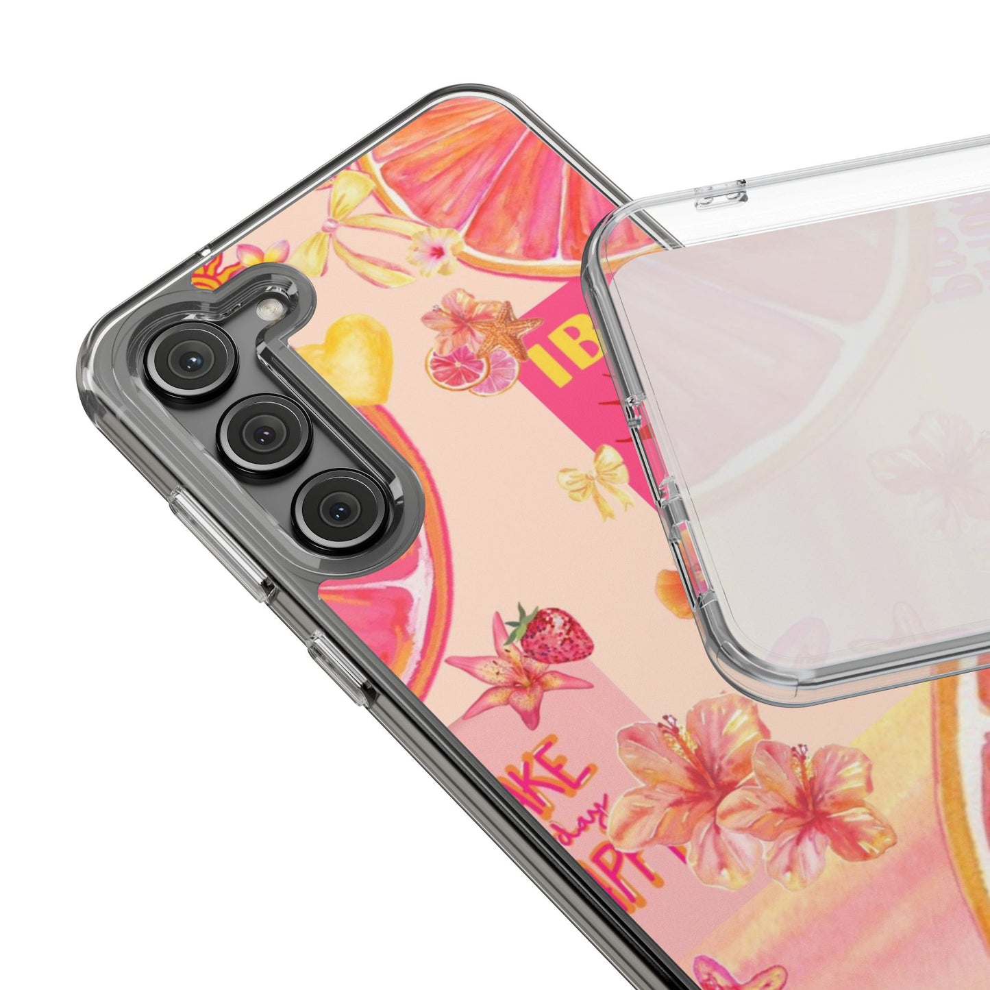 Clear Impact Phone Case — Pink Ibiza Citrus Floral Design