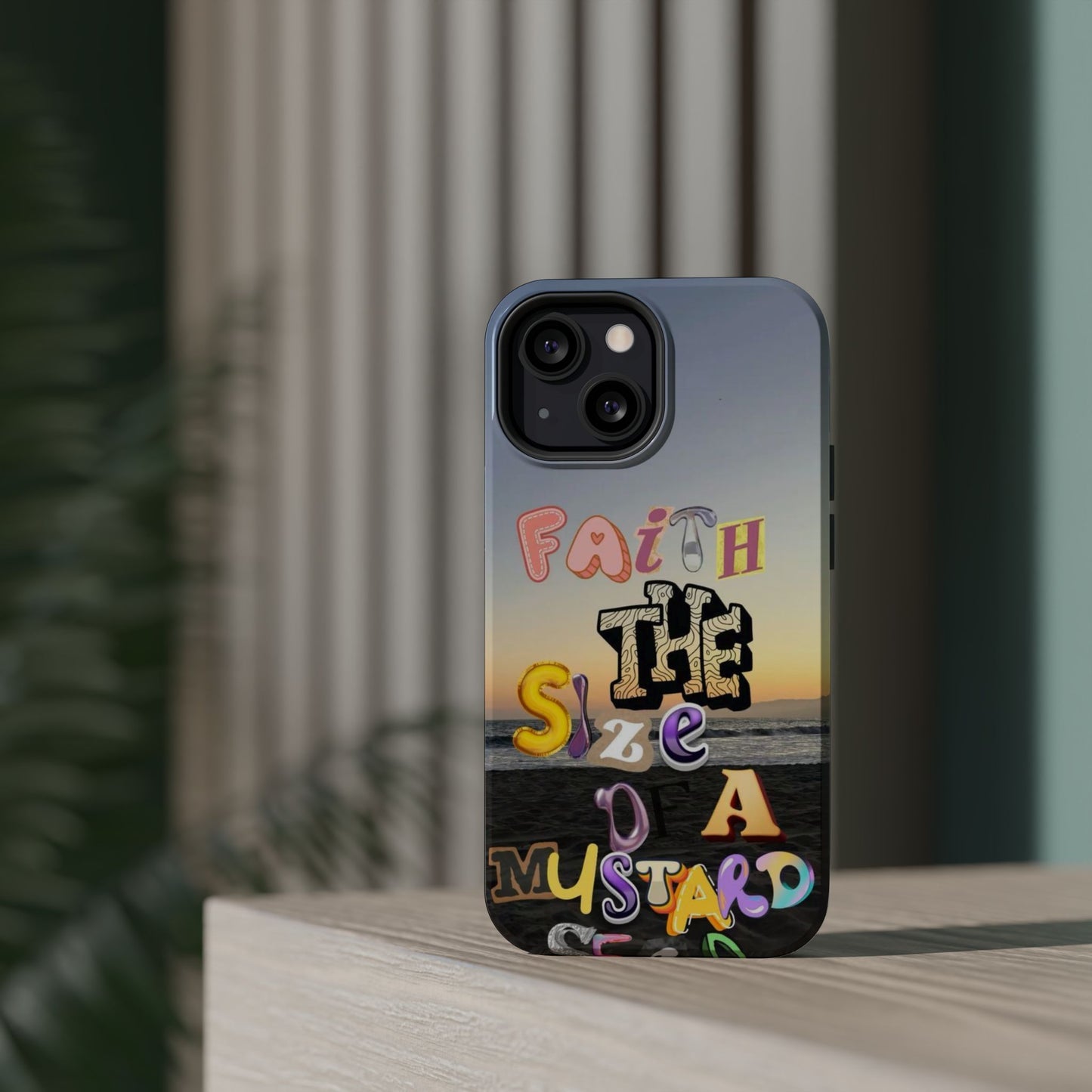 Magnetic Impact-Resistant Phone Case — "Faith the Size of a Mustard Seed" Sunset Design