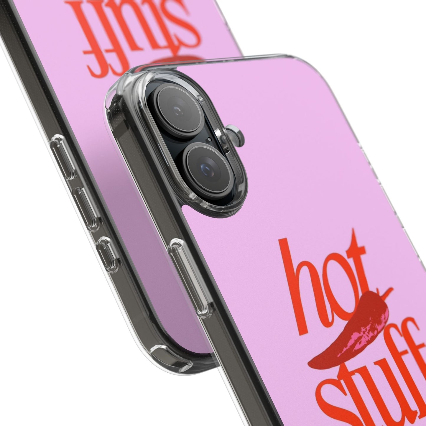 Hot Stuff Clear Impact Phone Case — Pink Retro Typography iPhone Cover