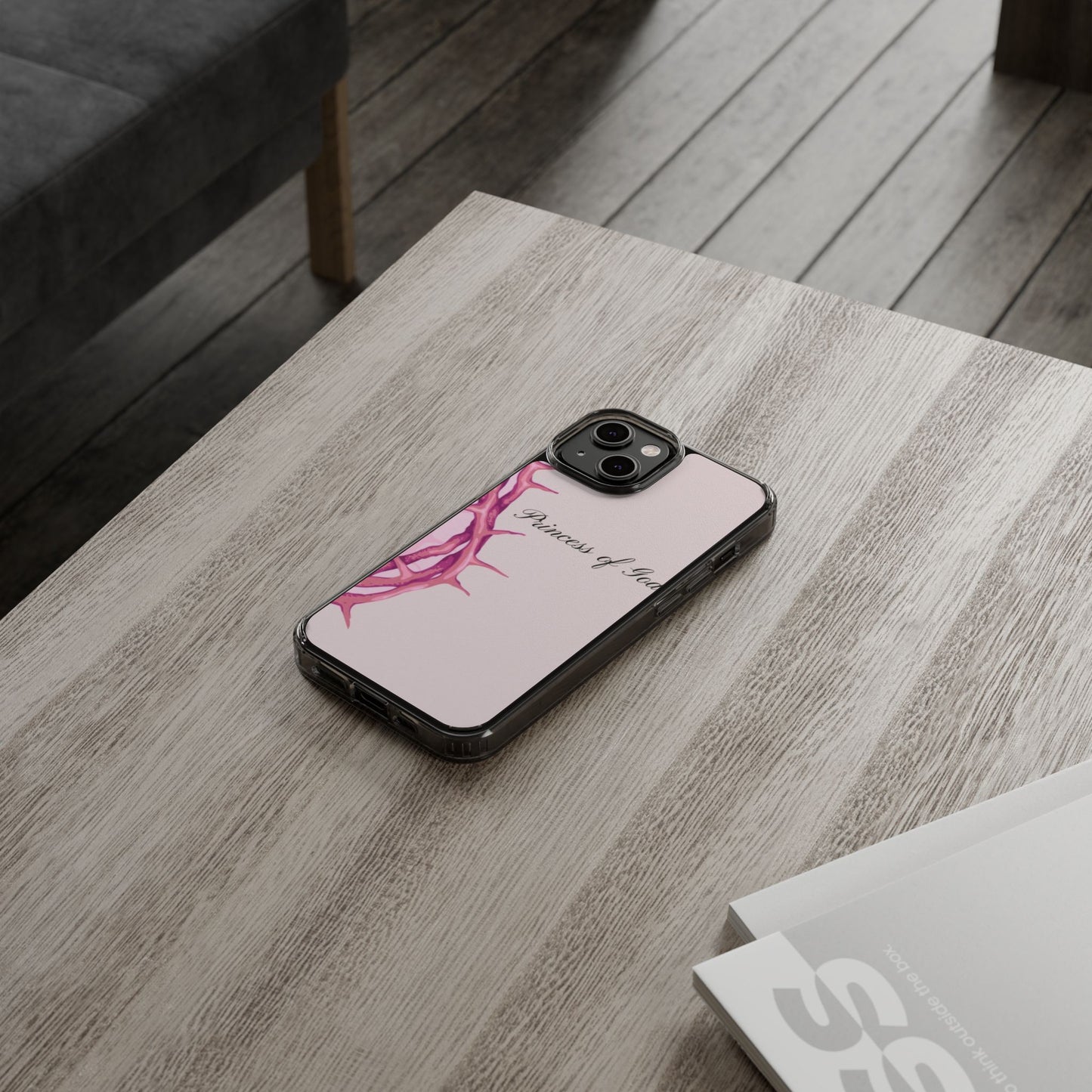 Phone Case — "Princess of God" Pink Crown of Thorns Clear Impact-Resistant Case