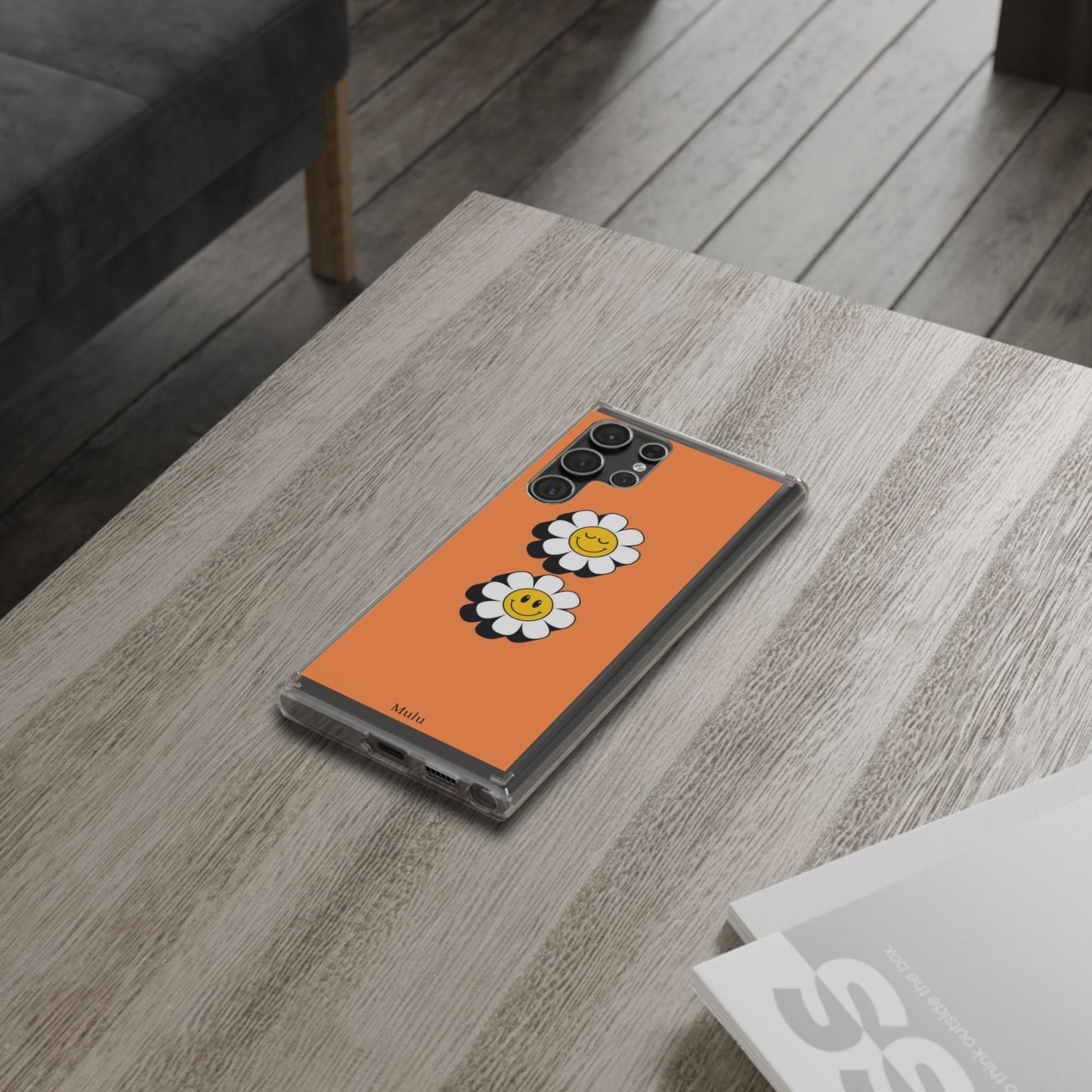 Phone Case — Orange Smiley Daisy Clear Impact‑Resistant Case