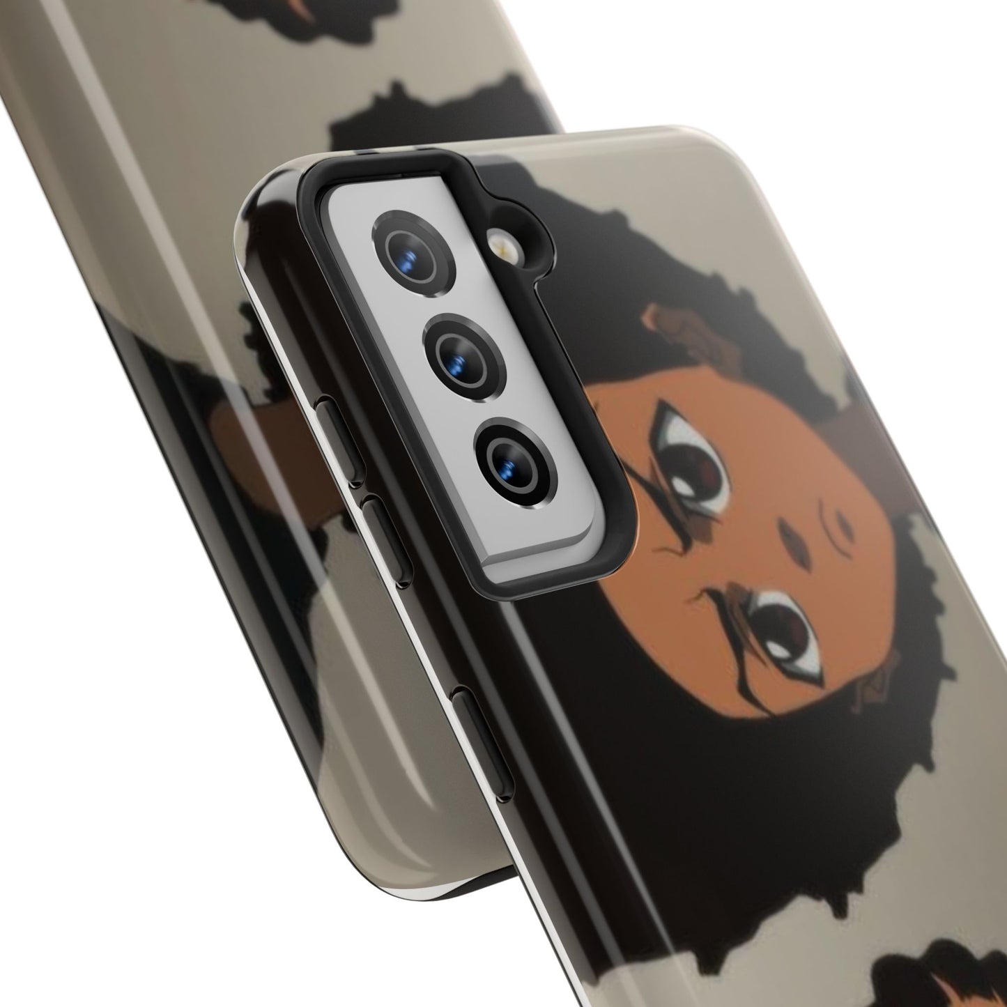 Tough Phone Case — Afro Anime Duo Face Design, Protective Shockproof Cover