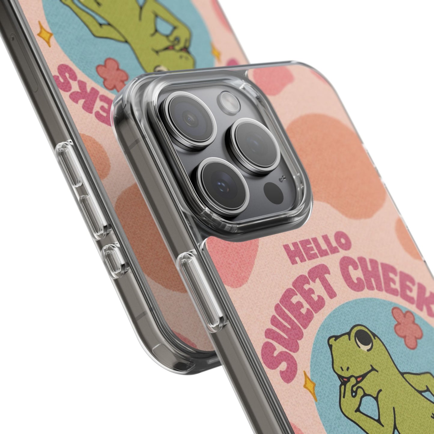 Clear Impact Phone Case — "Hello Sweet Cheeks" Retro Frog Design