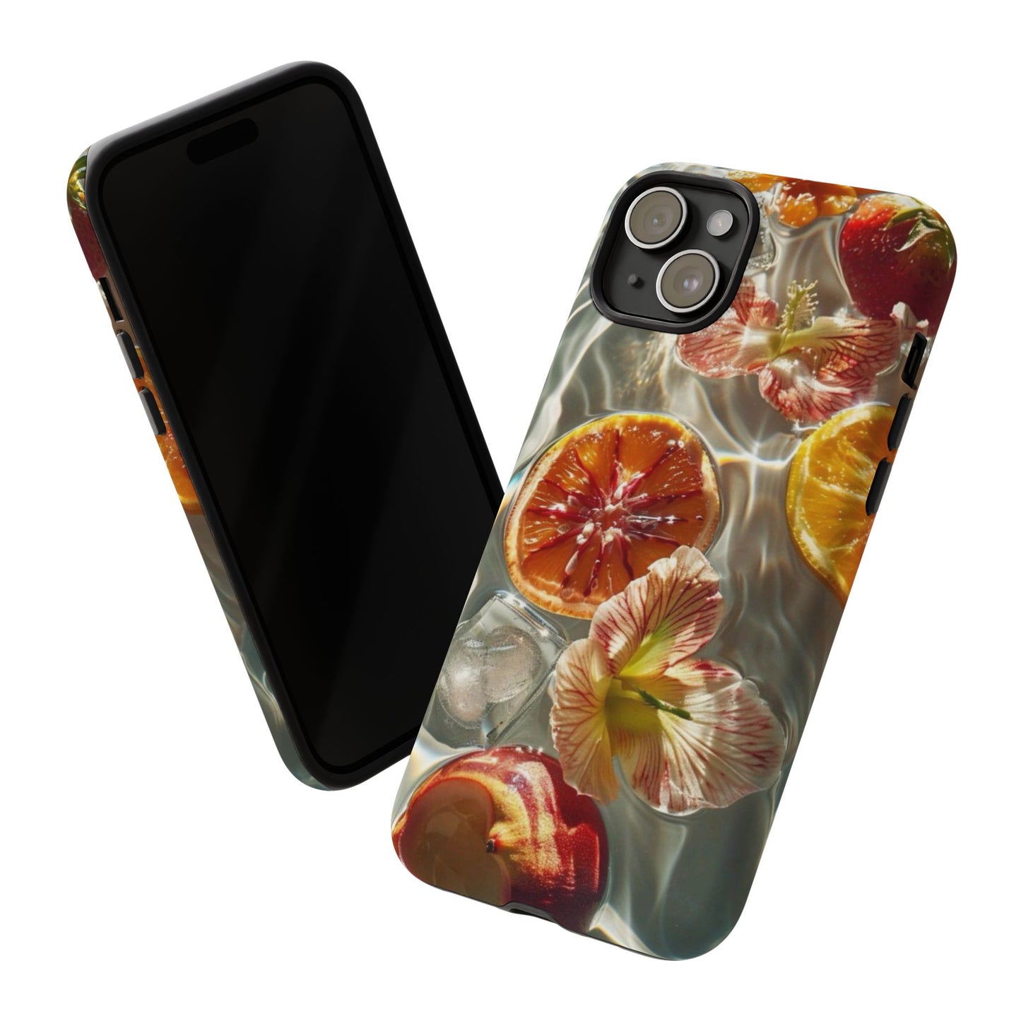 Citrus & Hibiscus Protective Phone Case – Summer Fruit Water Print Tough Case