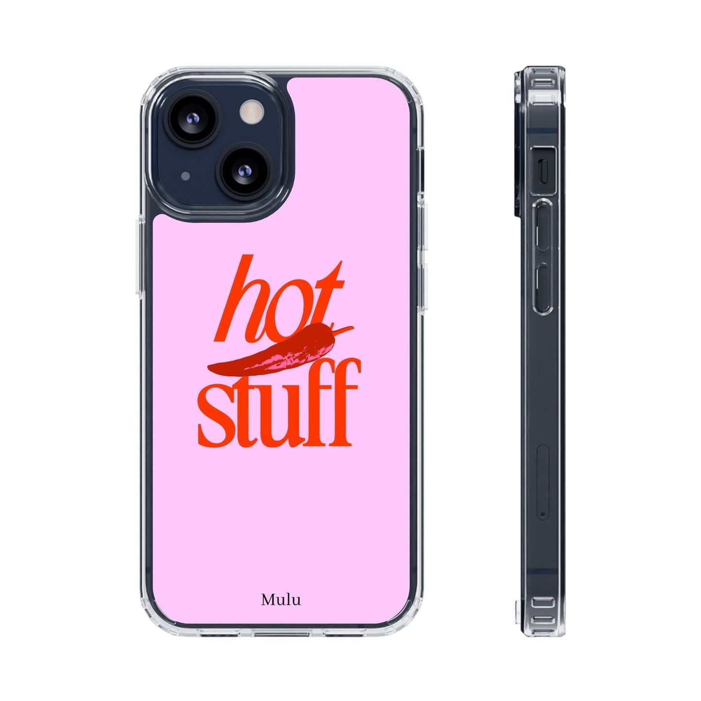 Hot Stuff Clear Impact Phone Case — Pink Retro Typography iPhone Cover