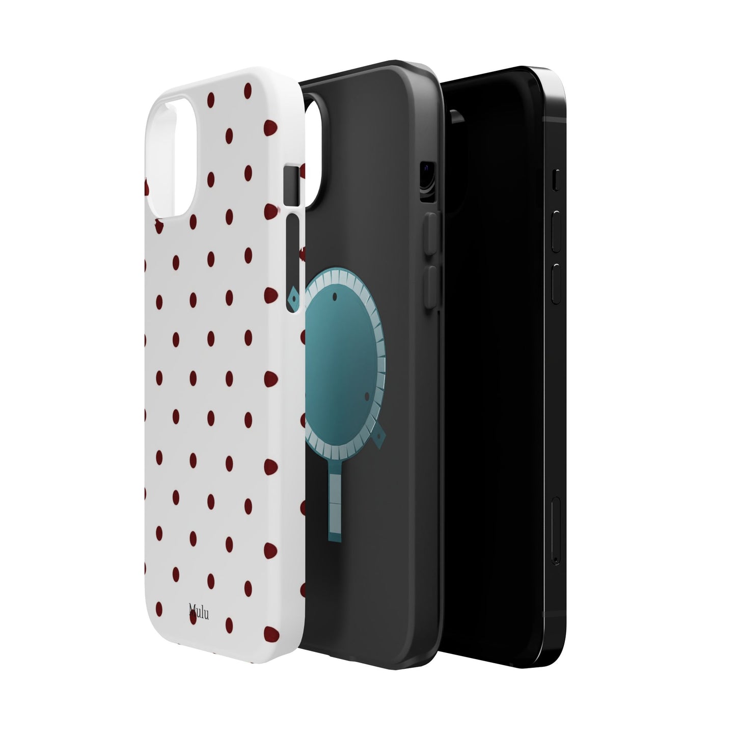 Polka Dot Magnetic Impact-Resistant Phone Case — Red Dots on White